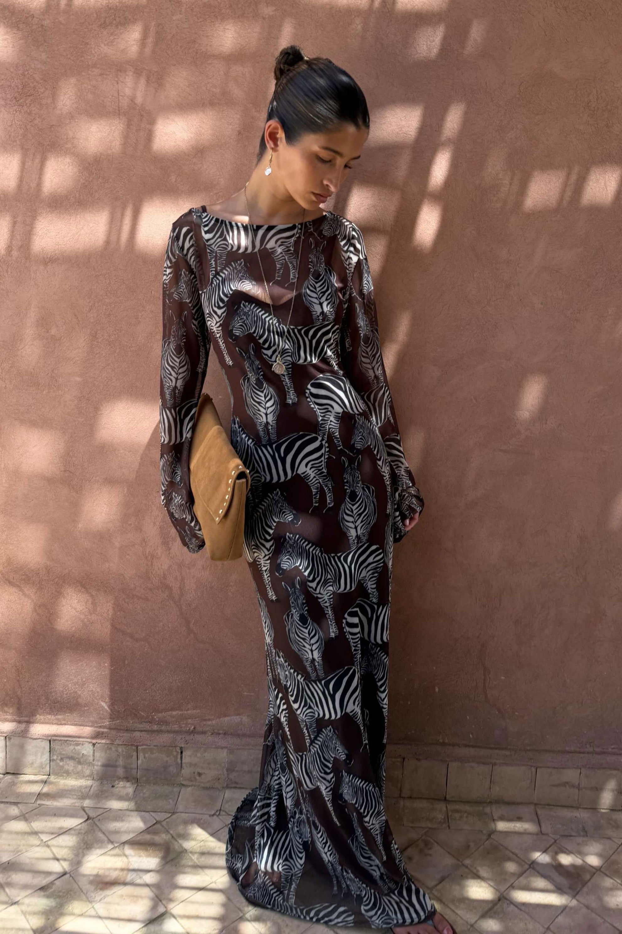 Never Fully Dressed Chocolate Zebra Aria Dress