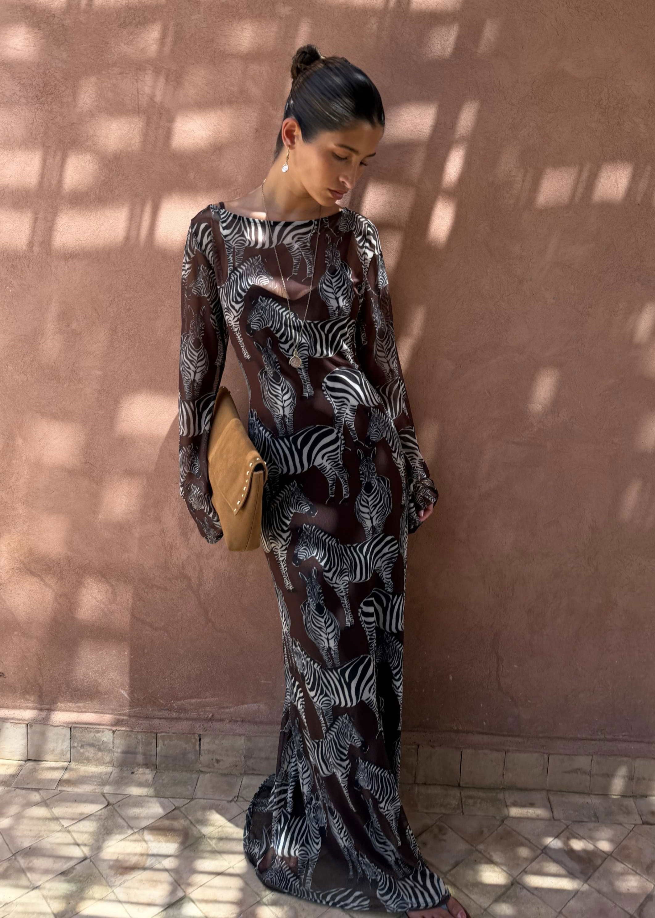 Never Fully Dressed Chocolate Zebra Aria Dress