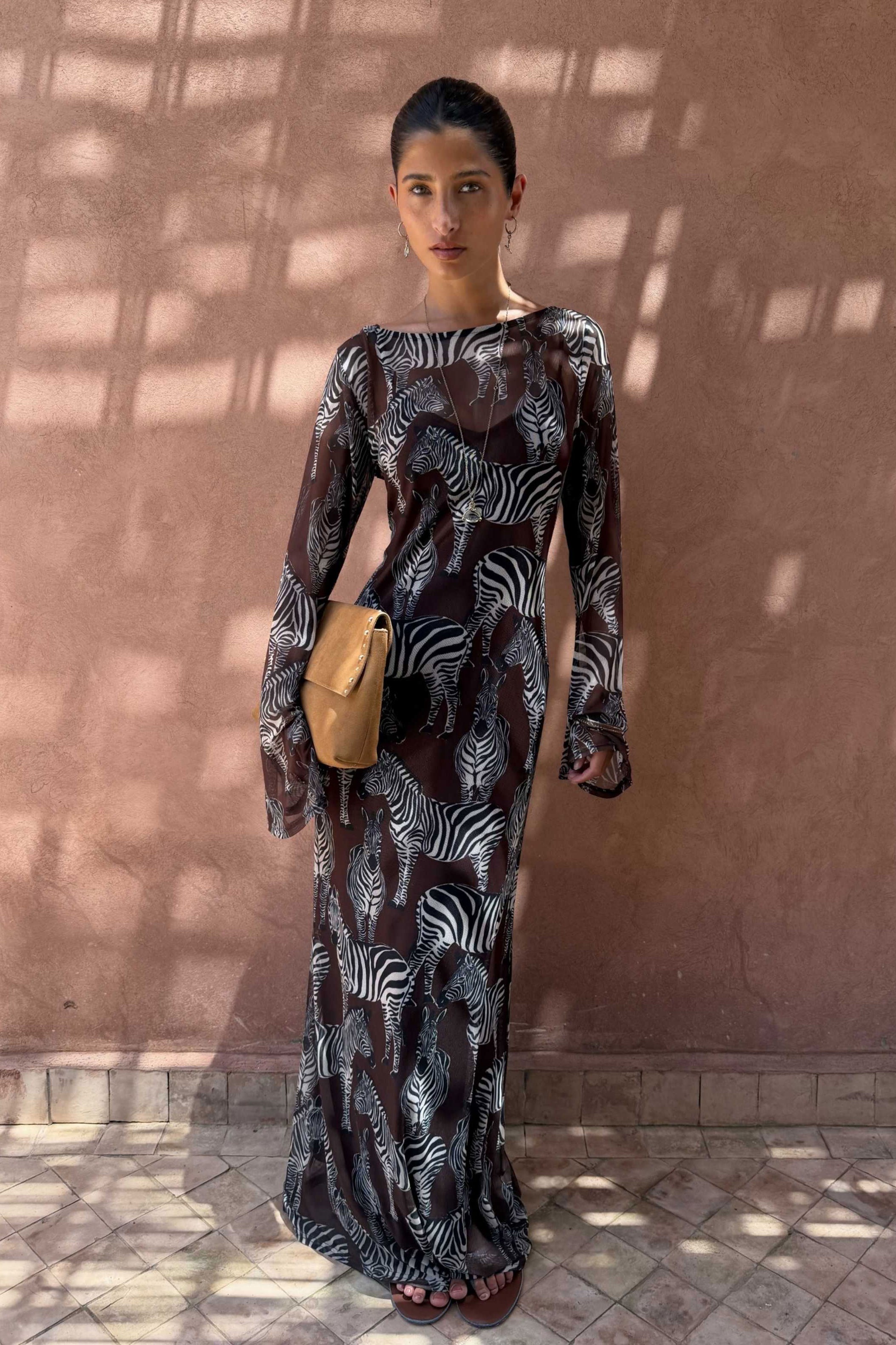 Never Fully Dressed Chocolate Zebra Aria Dress