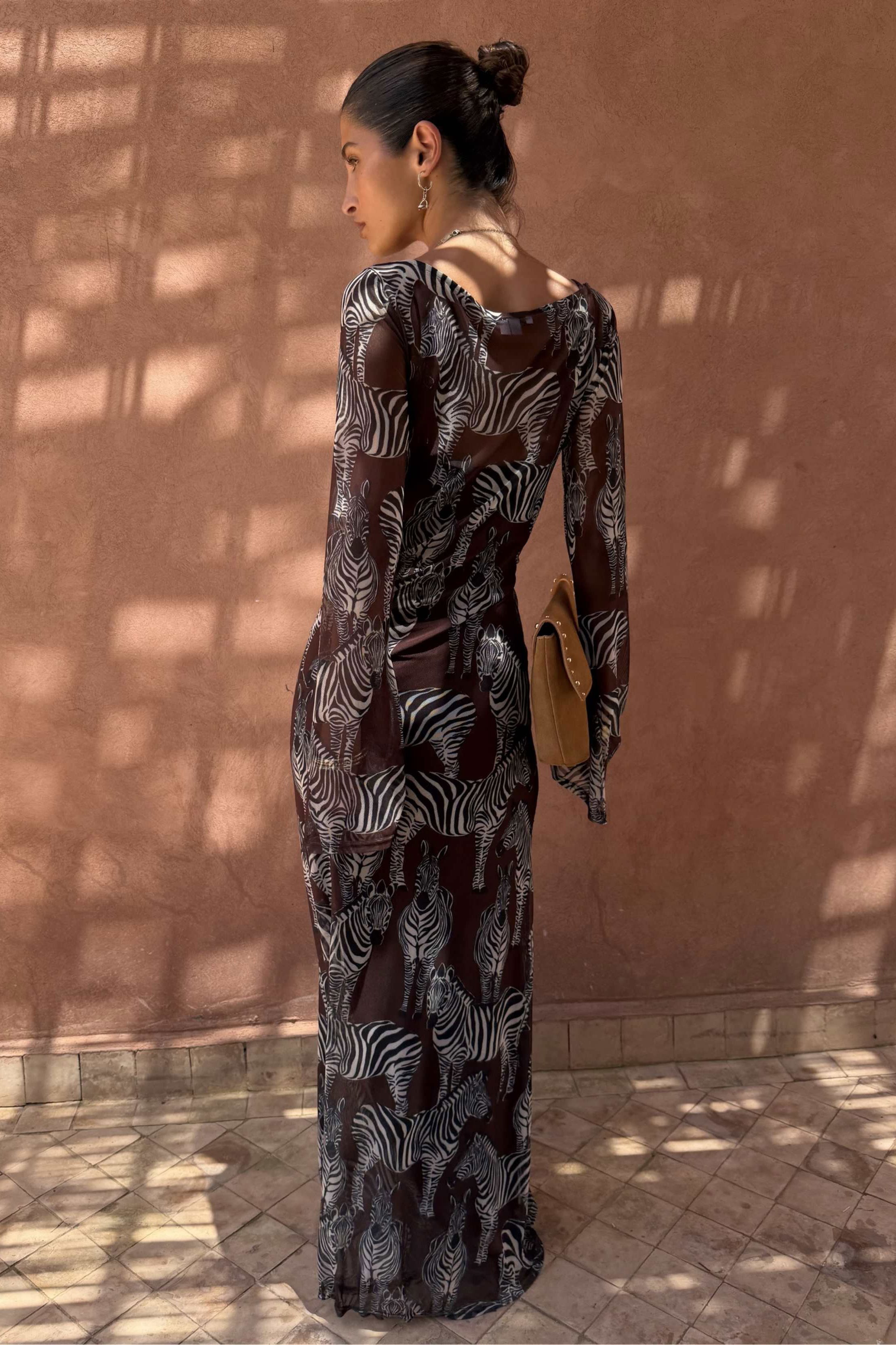 Never Fully Dressed Chocolate Zebra Aria Dress