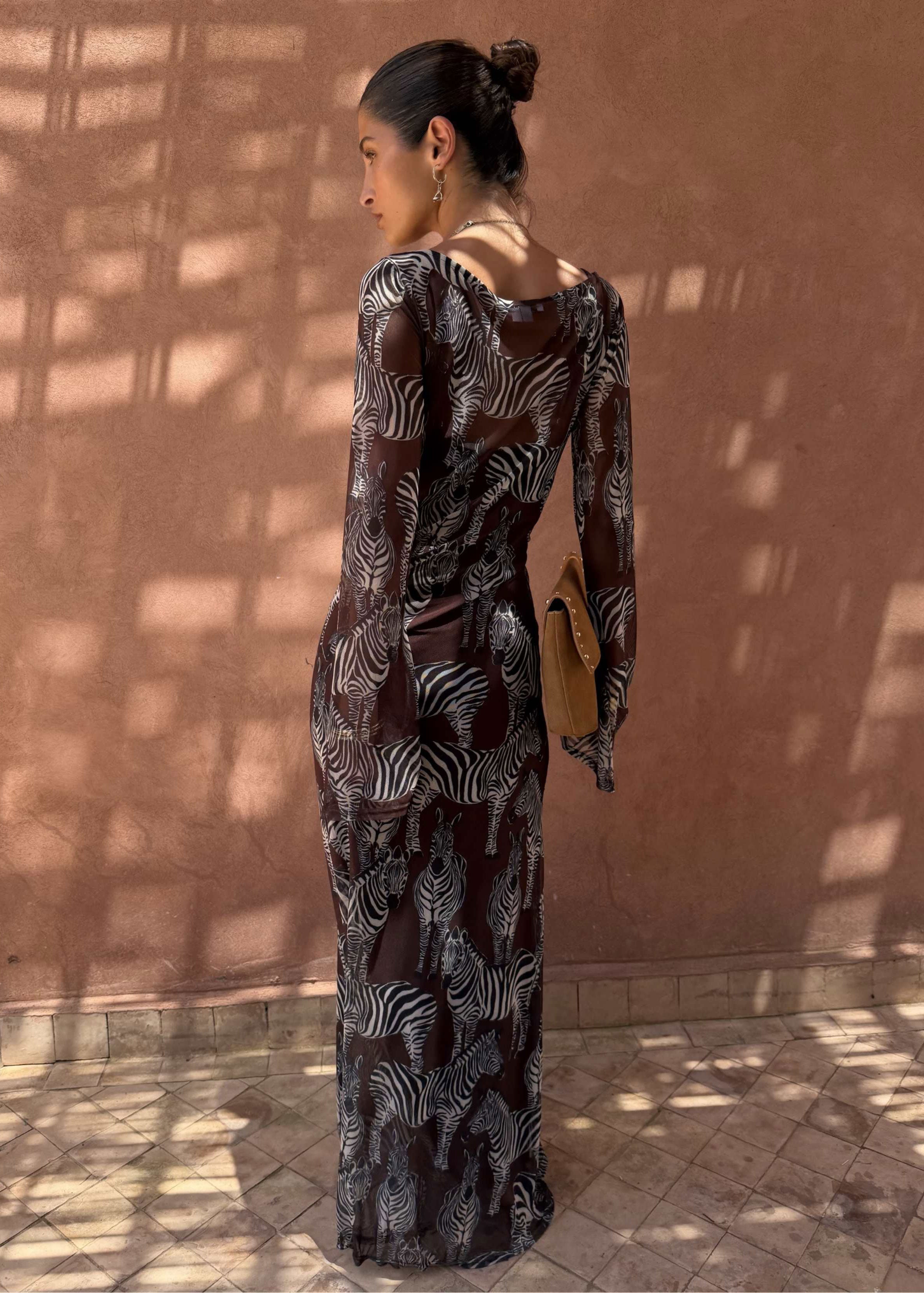 Never Fully Dressed Chocolate Zebra Aria Dress