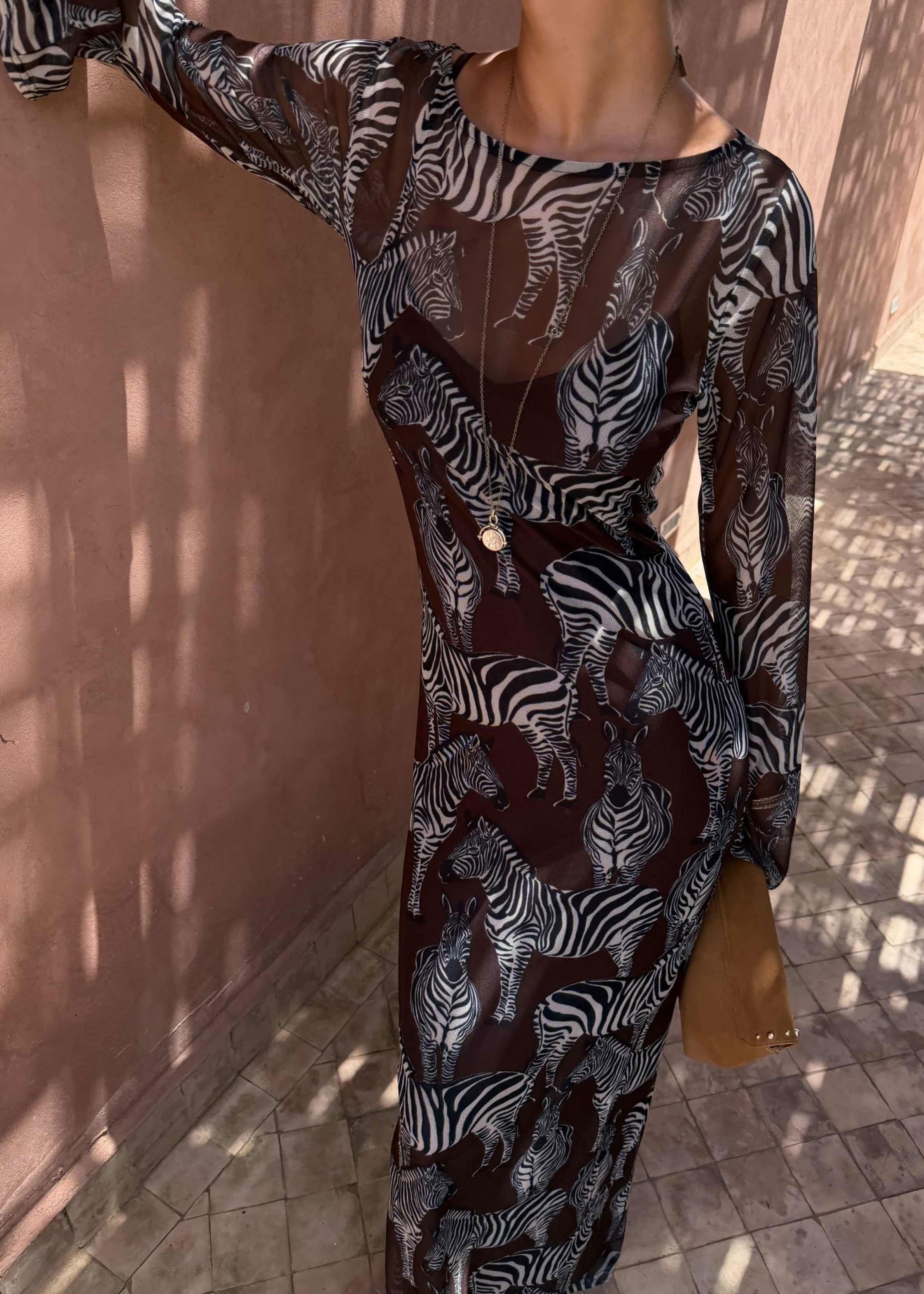Never Fully Dressed Chocolate Zebra Aria Dress
