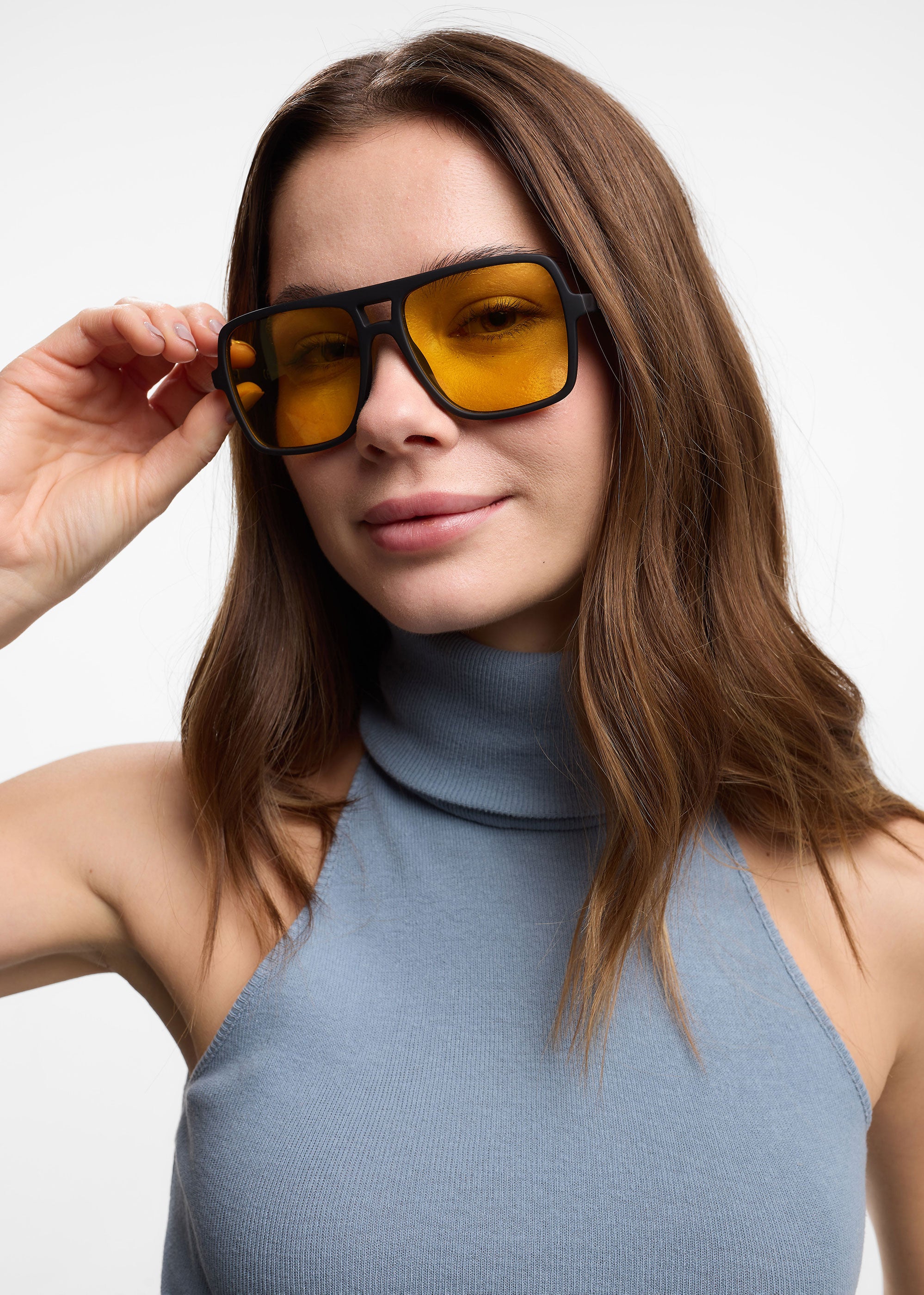 Barner Jake Matte Amber Sunglasses - Black Noir