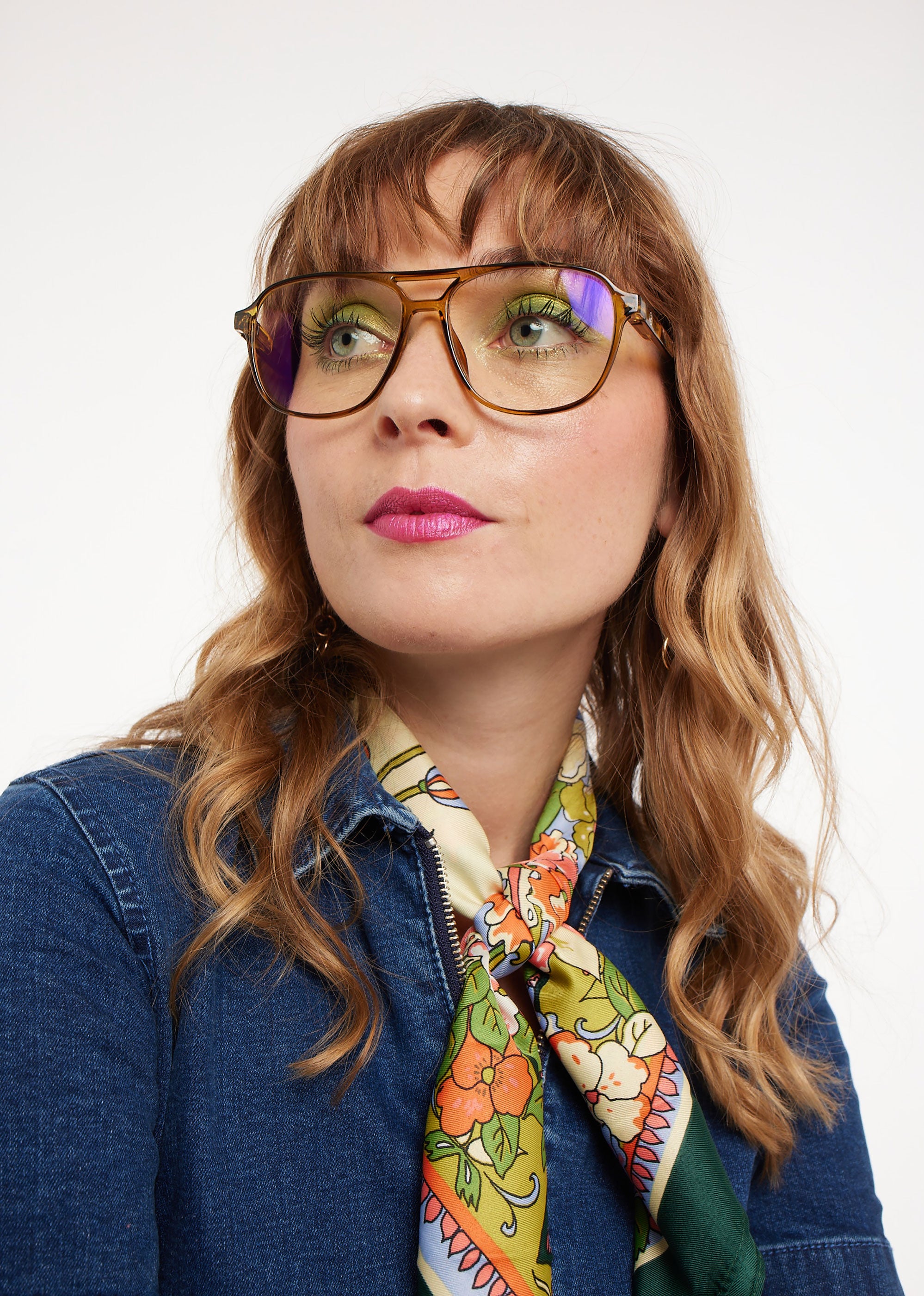 Barner Brad Glossy Blue Light Glasses - Ecru Olive