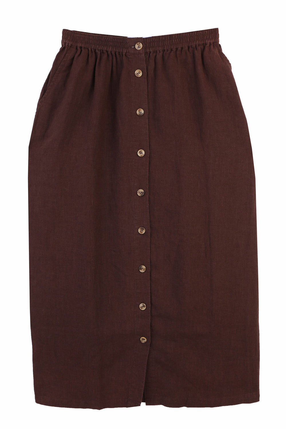 L.F.Markey Basic Button Front Skirt - Chocolate