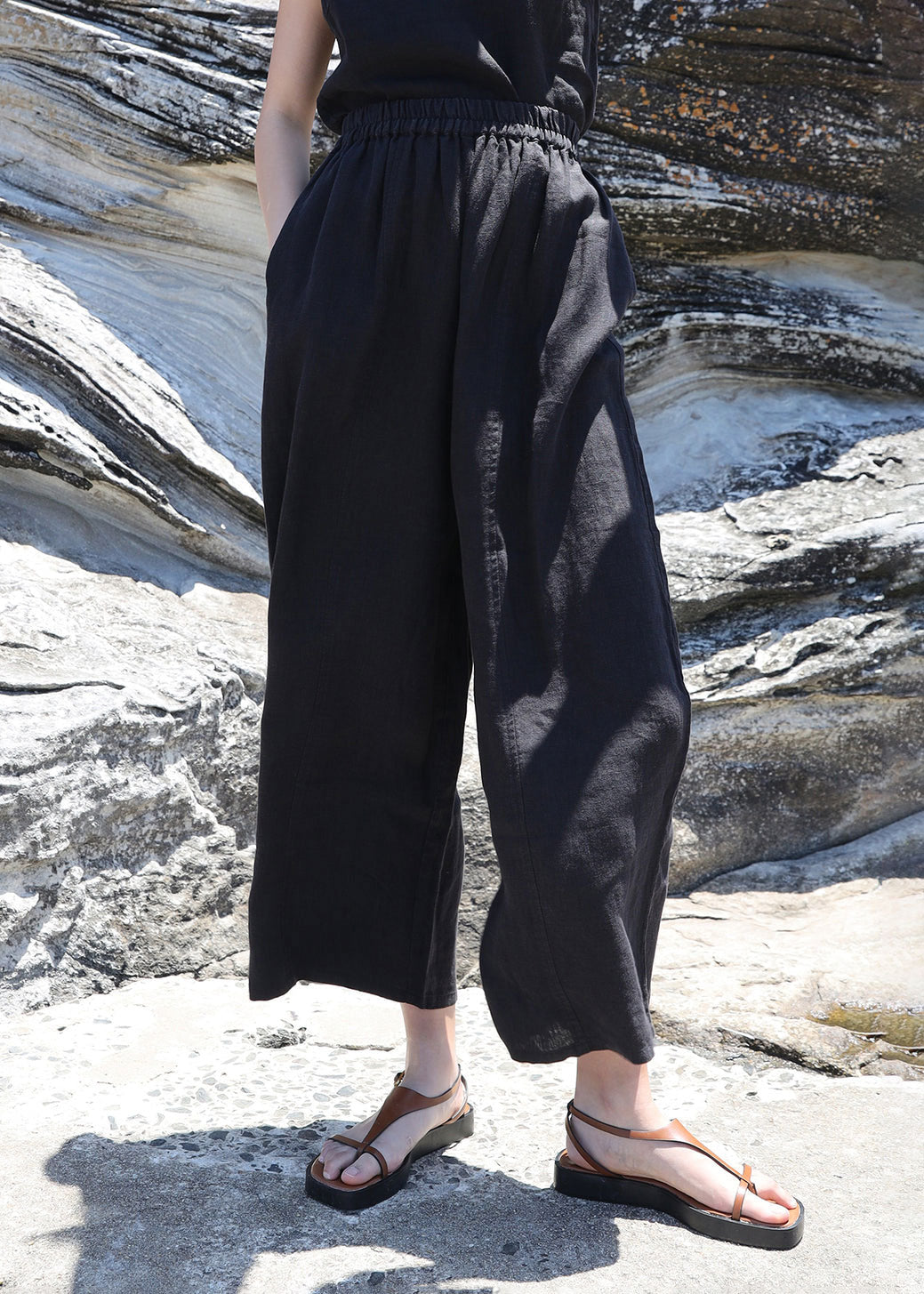 L.F.Markey Basic Linen Trousers - Black