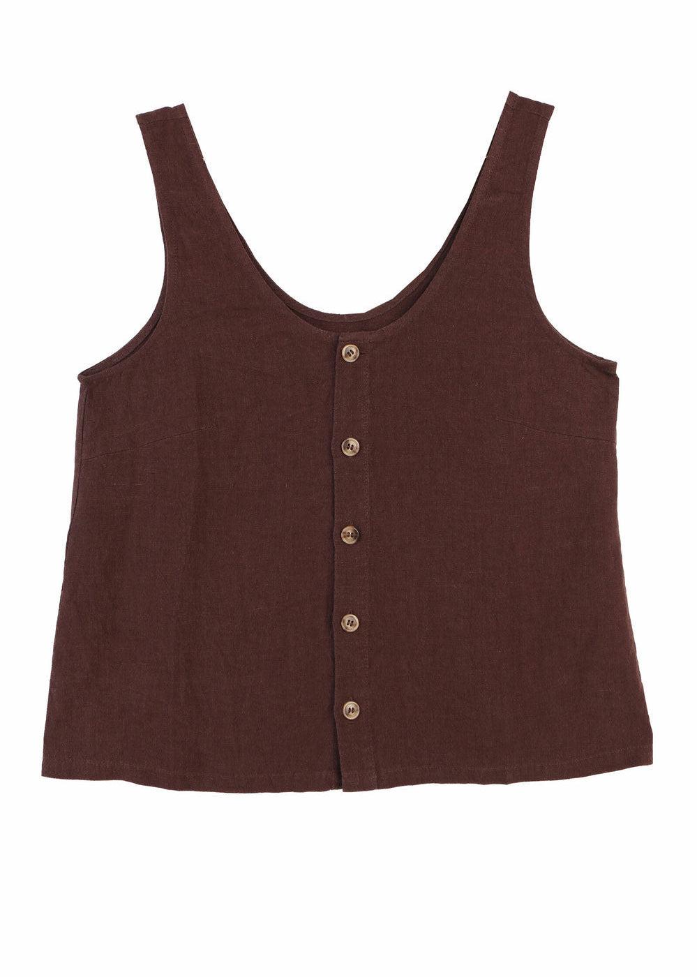 L.F.Markey Basic Button Front Tank - Chocolate