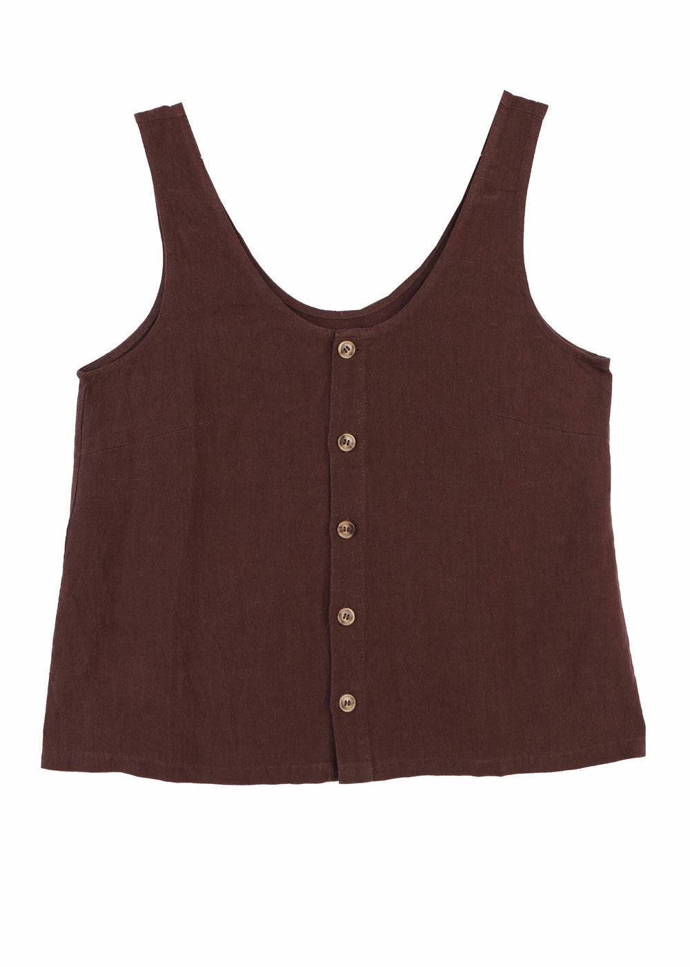 L.F.Markey Basic Button Front Tank - Chocolate