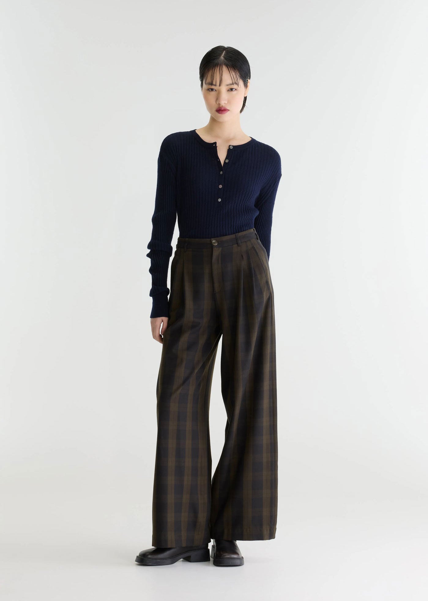 Bellerose Volkert Check-Pattern Wide-Leg Trousers