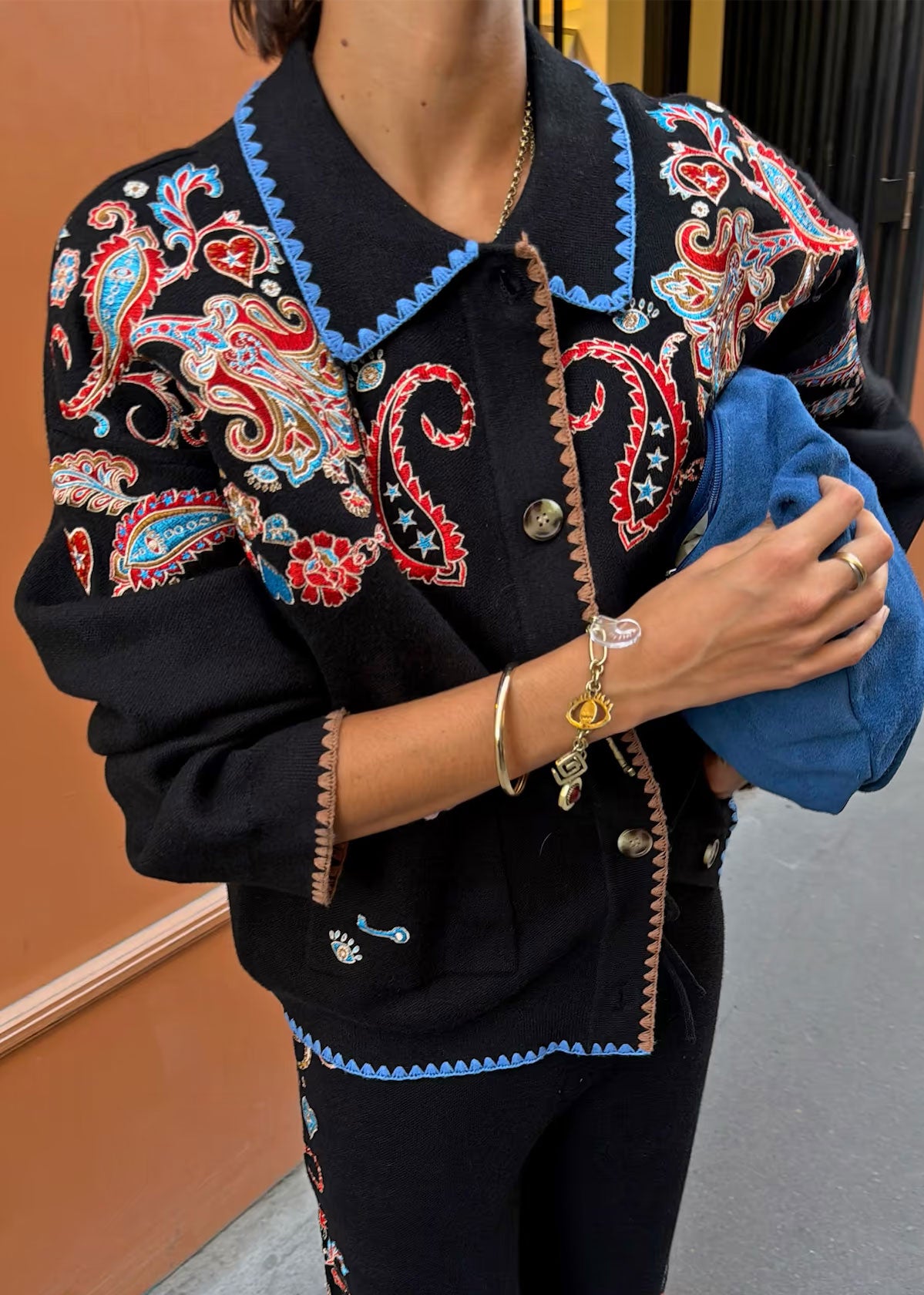Never Fully Dressed Black Embroidered Paisley Cardigan