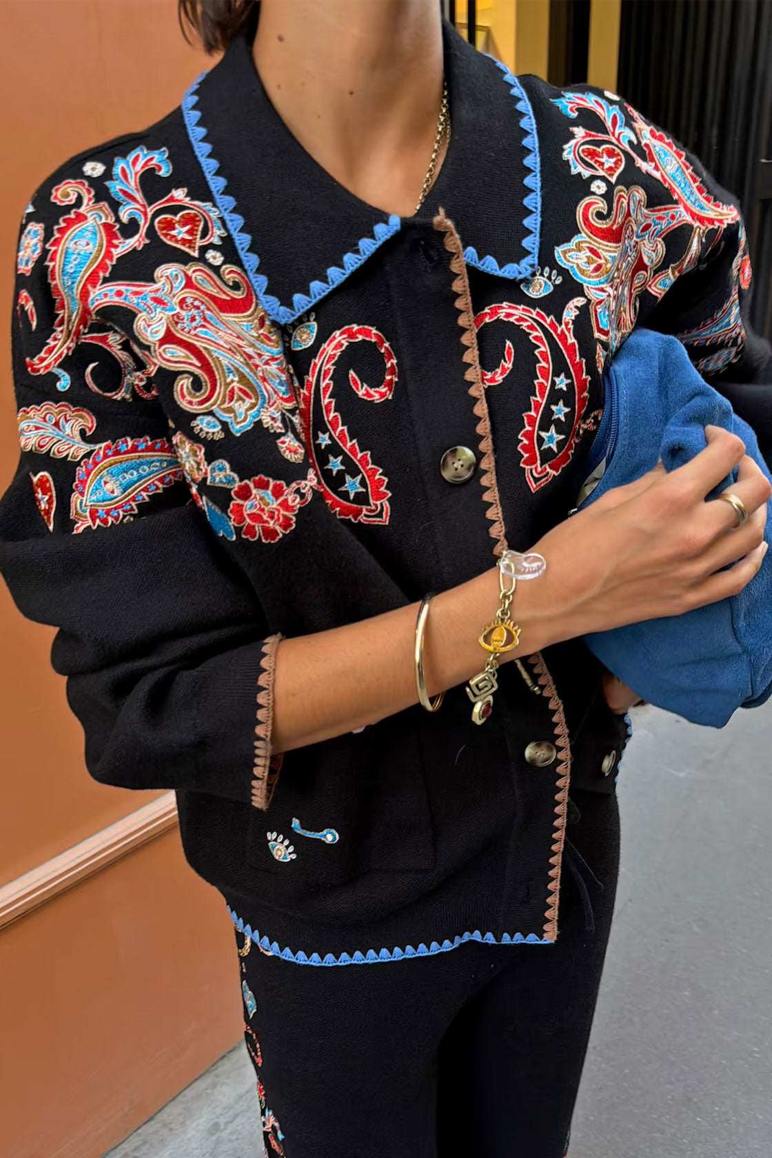 Never Fully Dressed Black Embroidered Paisley Cardigan