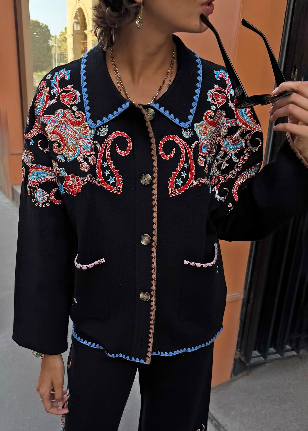 Never Fully Dressed Black Embroidered Paisley Cardigan