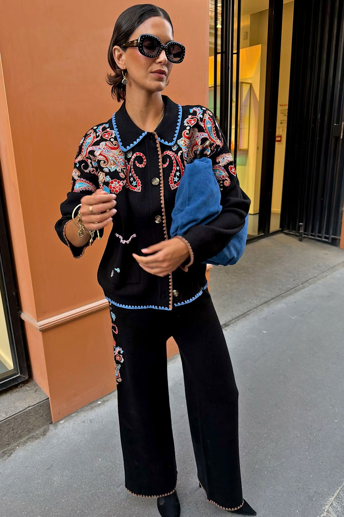 Never Fully Dressed Black Embroidered Paisley Cardigan