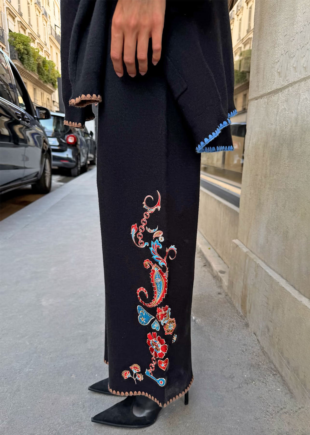 Never Fully Dressed Black Paisley Wide Leg Knit Joggers