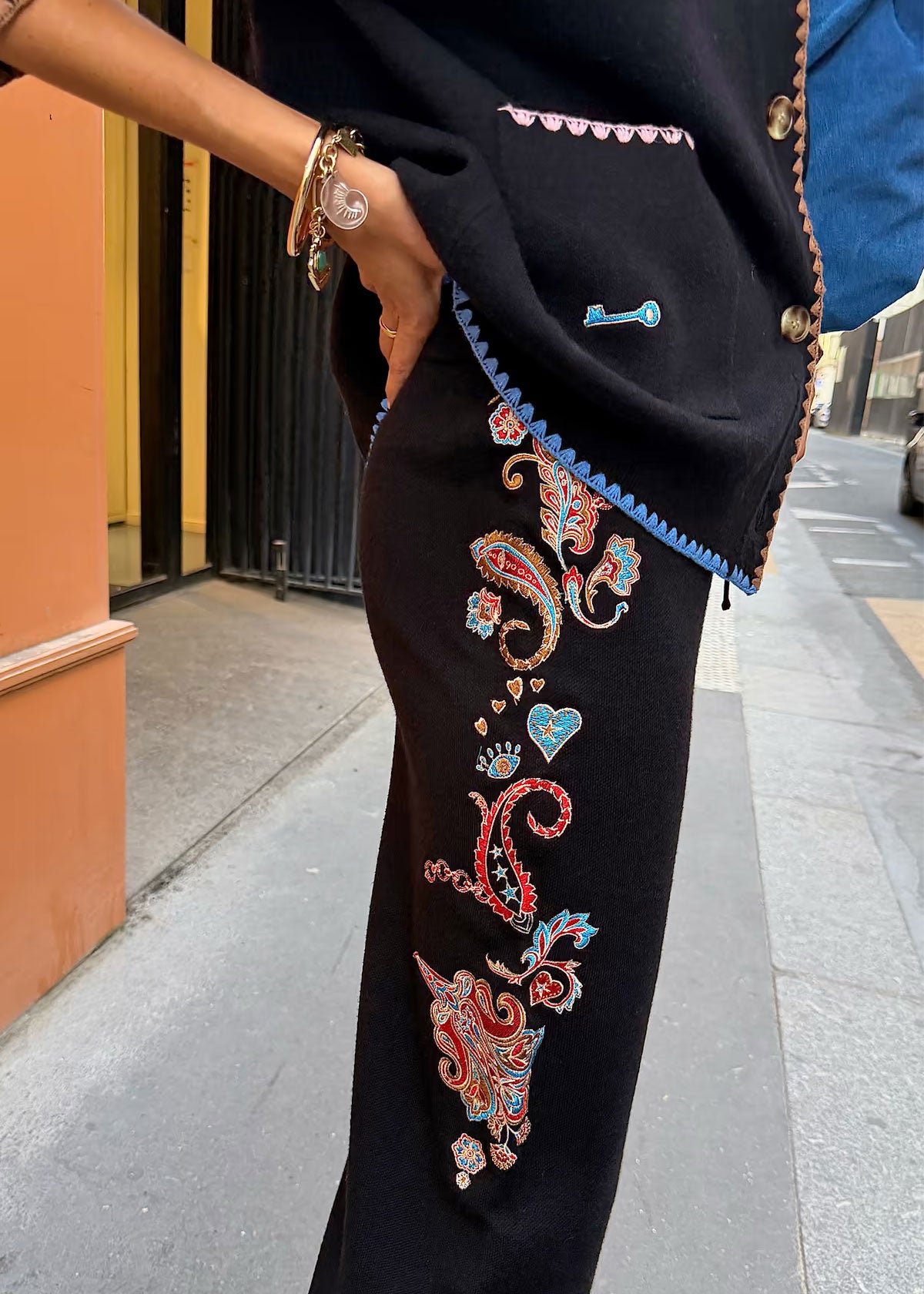 Never Fully Dressed Black Paisley Wide Leg Knit Joggers