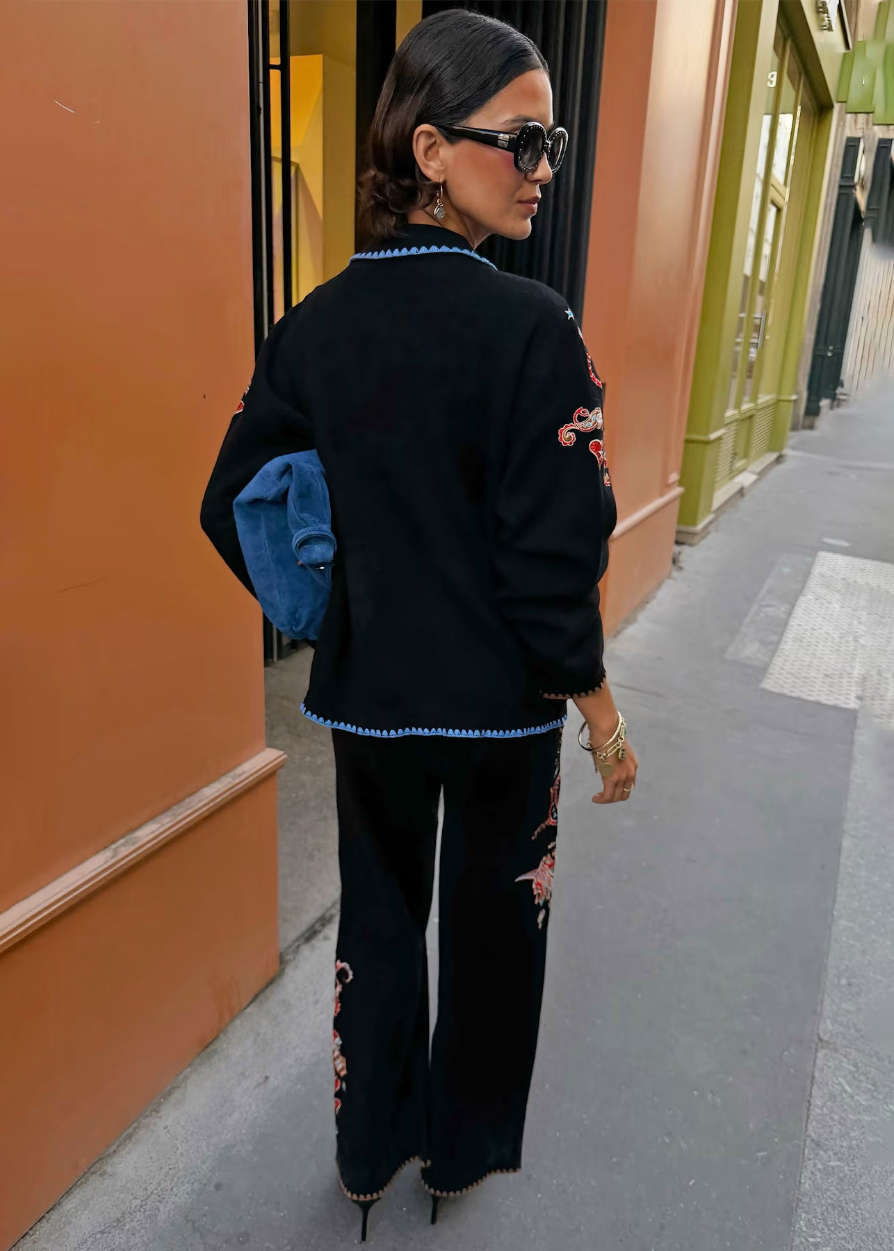 Never Fully Dressed Black Paisley Wide Leg Knit Joggers