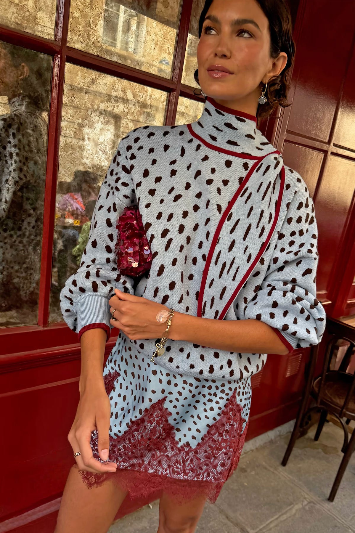 Never Fully Dressed Blue Deer Scarf Jumper