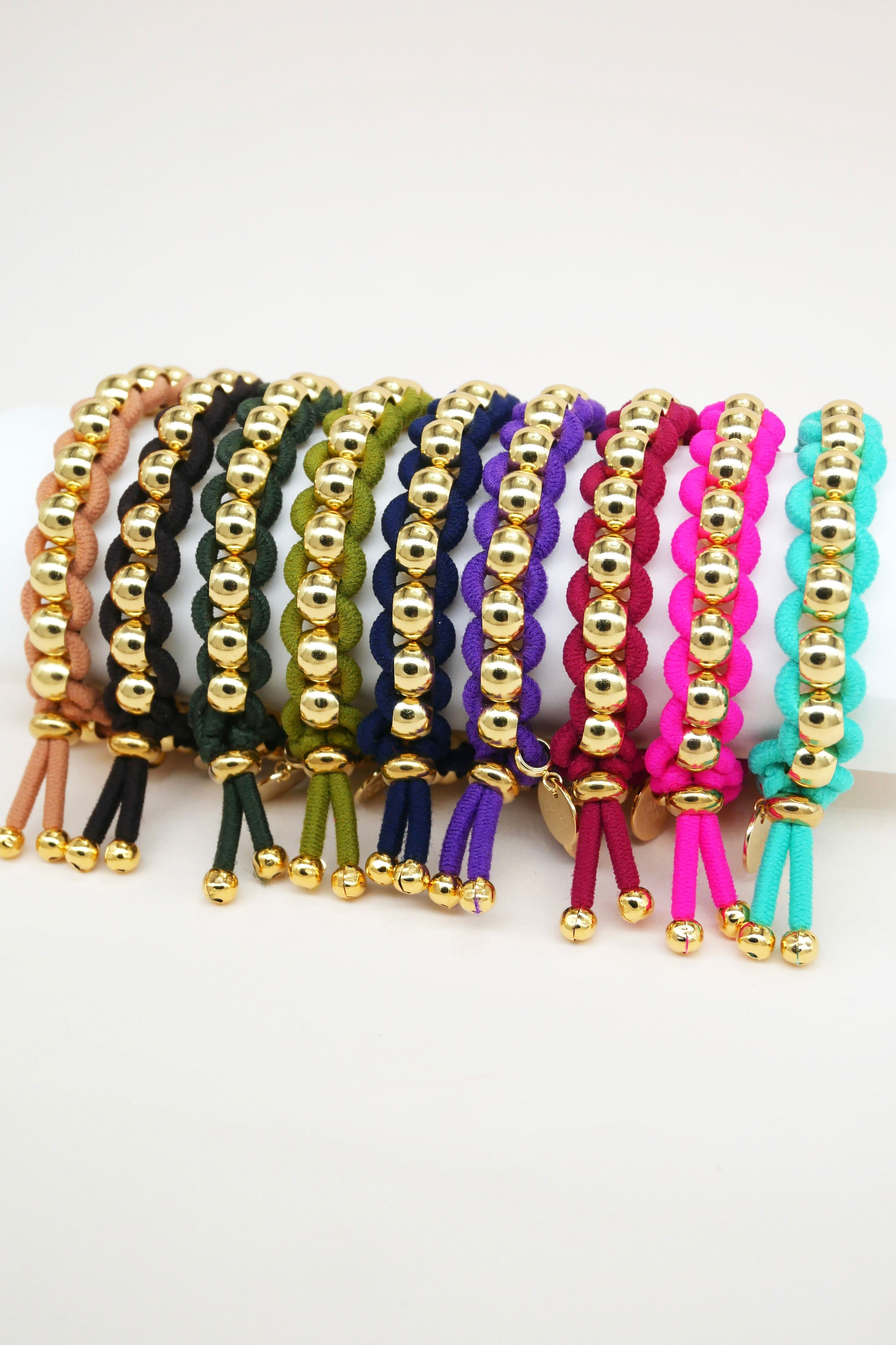 Scrunchie Is Back BICHOUS Golden Woven Hair Tie Bracelet - Brown