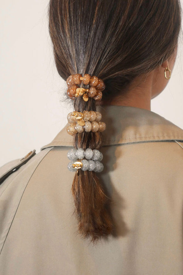 Scrunchie Is Back BICHOUS Glitter Donuts Hair Tie Bracelet - Brown