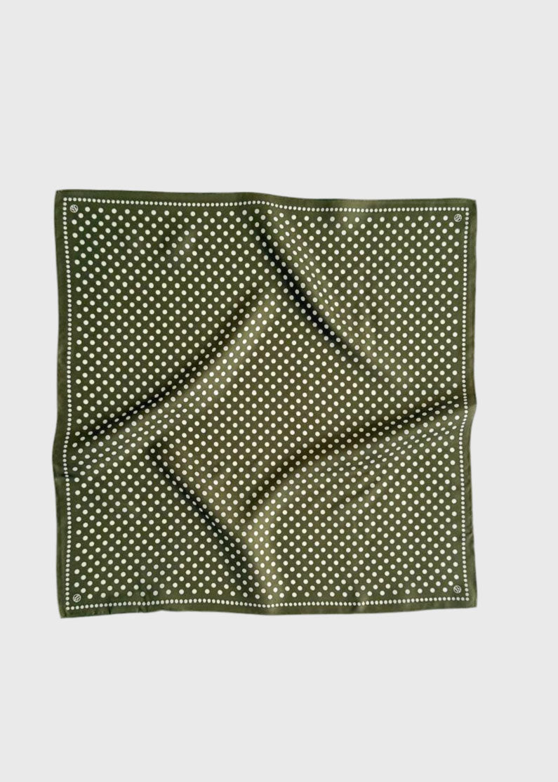 Lescarf Polkadot Scarf - Olive Green - 50cm
