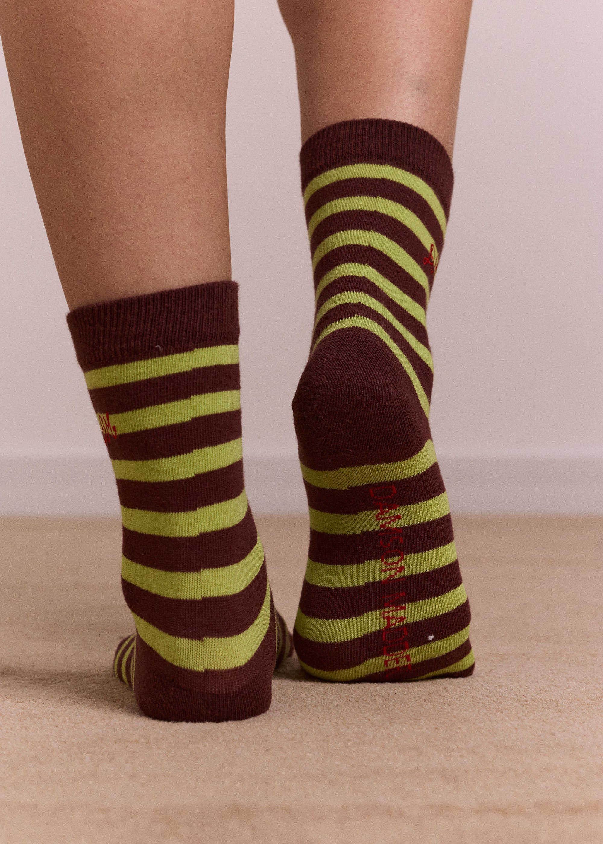 Damson Madder Calf Length 2 Pack Socks - Choc & Avocado