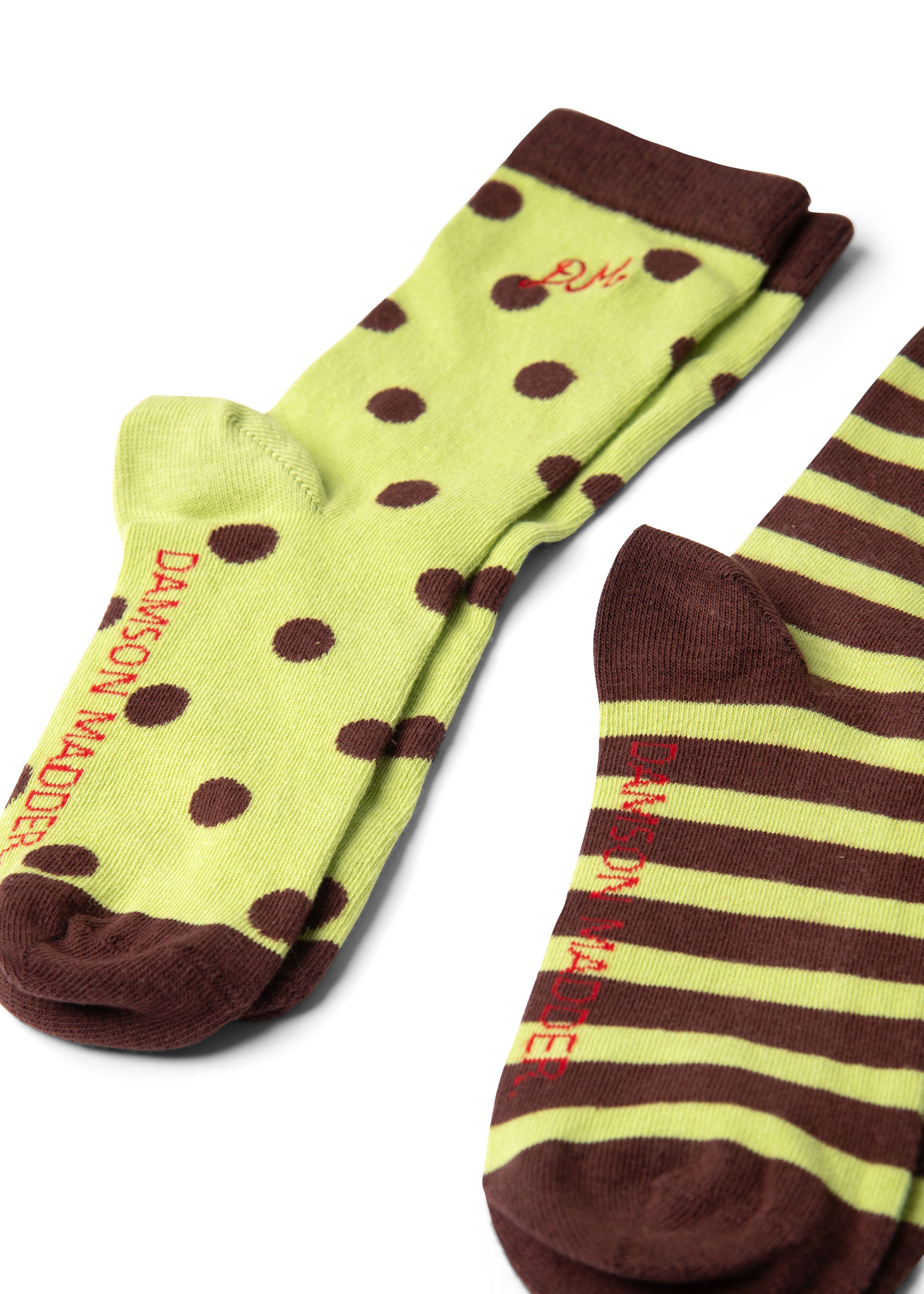 Damson Madder Calf Length 2 Pack Socks - Choc & Avocado