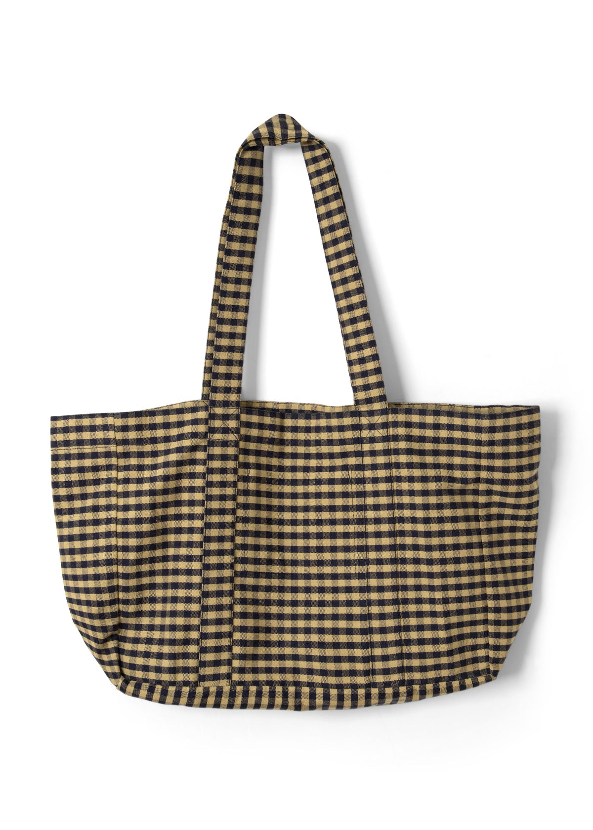 Damson Madder Tote Bag - Tan/Navy Gingham