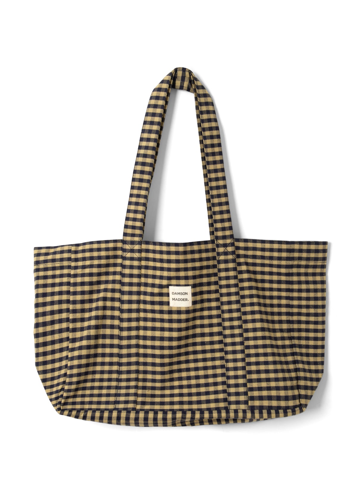 Damson Madder Tote Bag - Tan/Navy Gingham