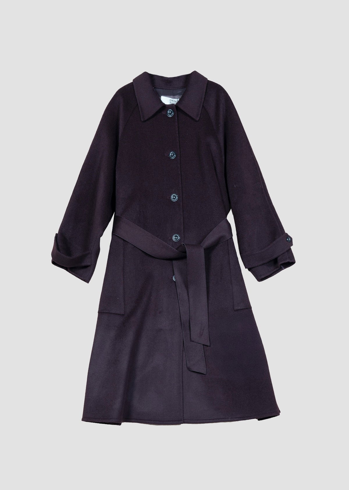 Emin and Paul Burgundy Classic Raglan Wool Coat