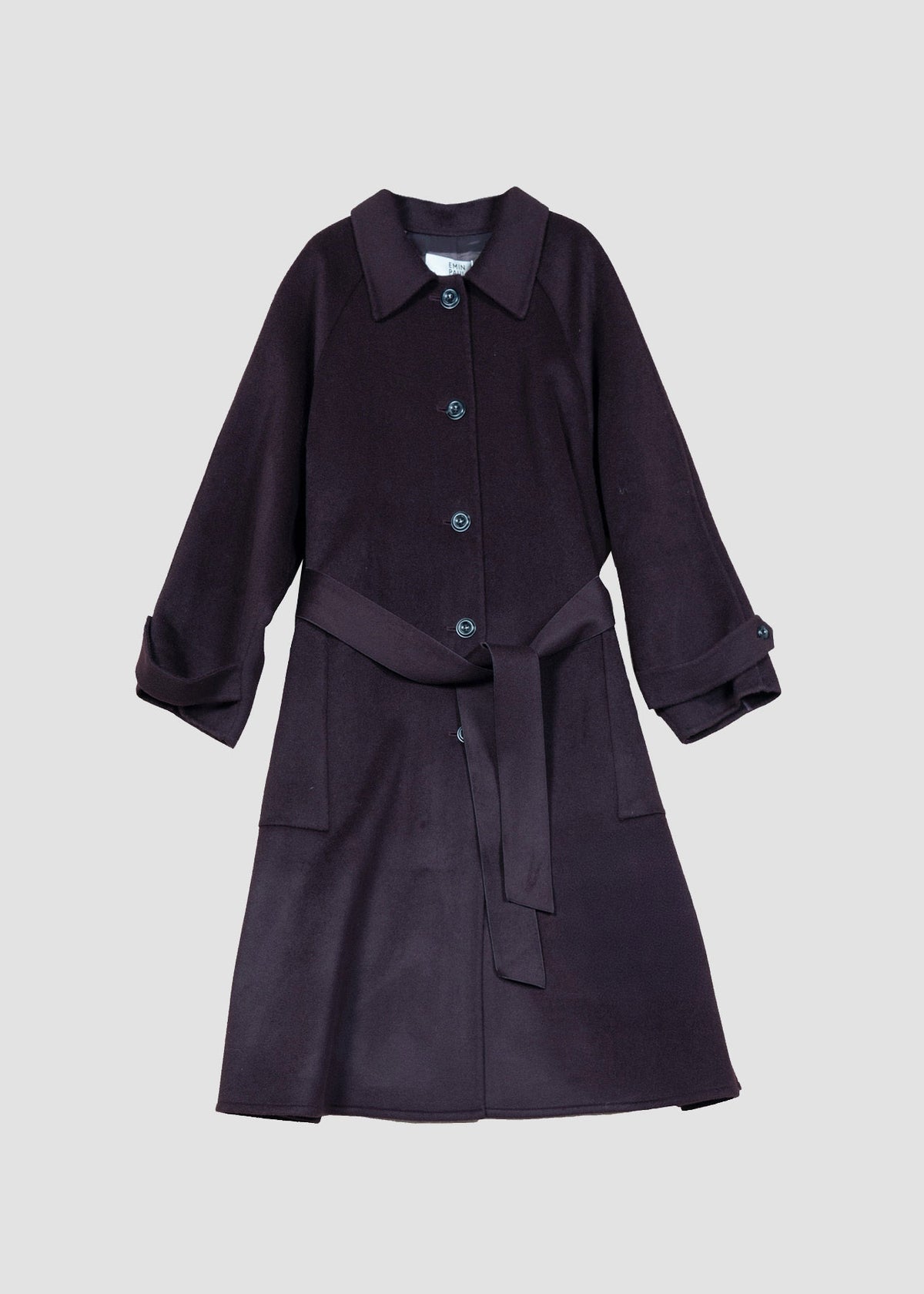 Emin and Paul Burgundy Classic Raglan Wool Coat