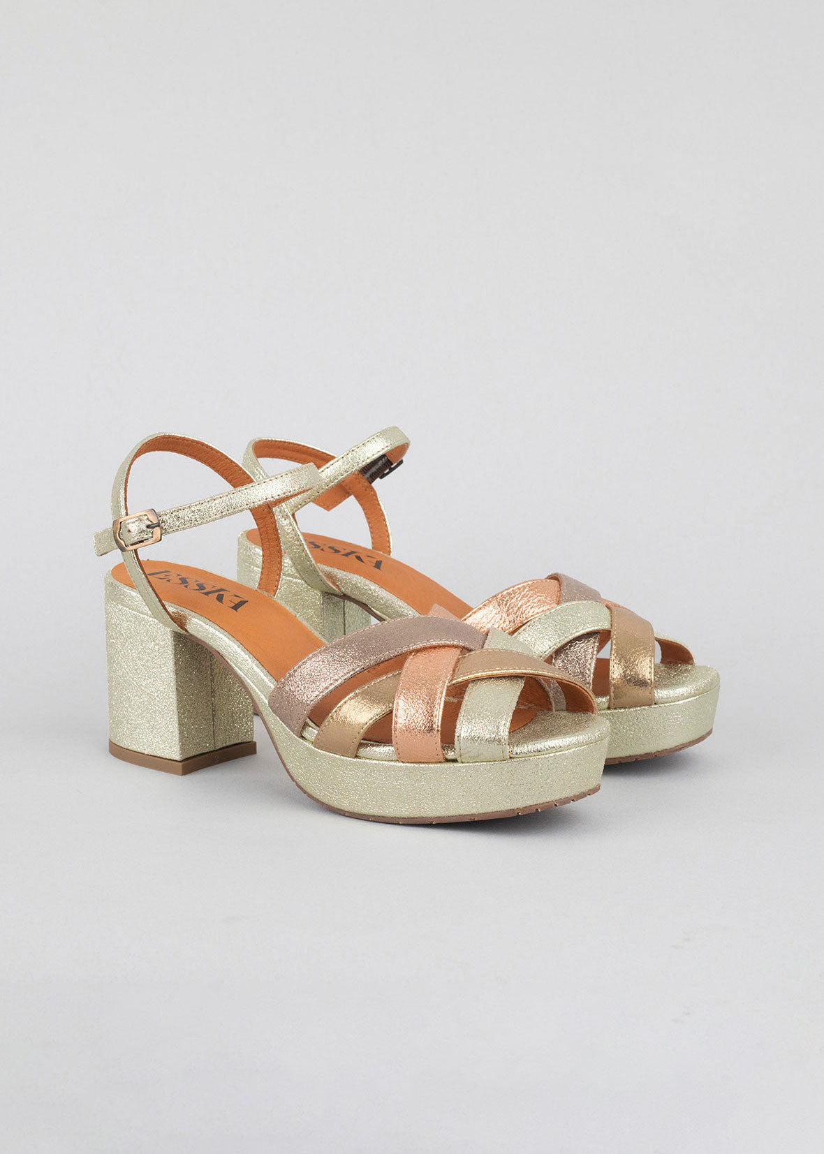 Esska Caitlyn Metallic Multi Heeled Sandals