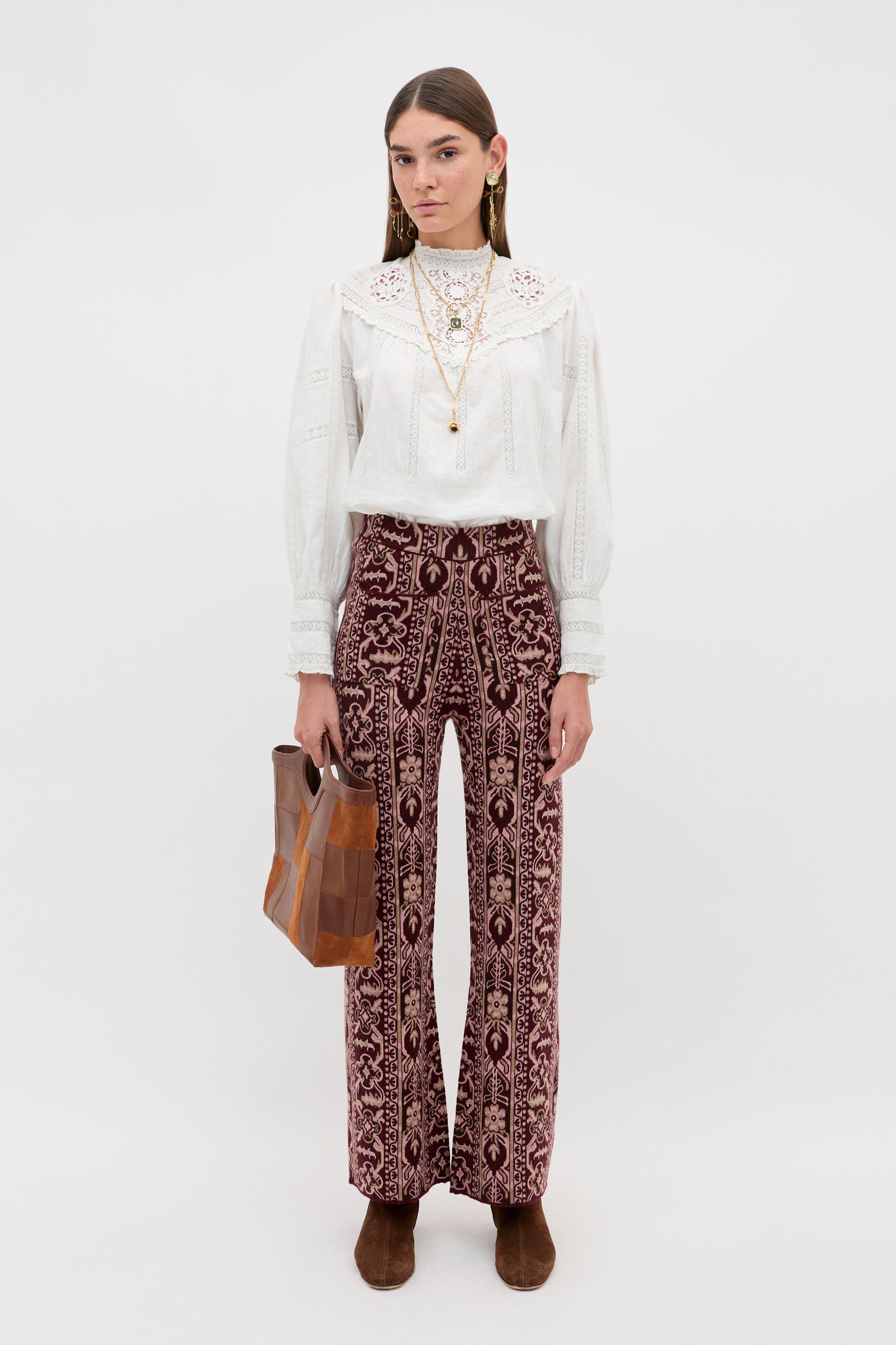 Rixo Ceara Trousers - Tapestry Bloom Bordeaux