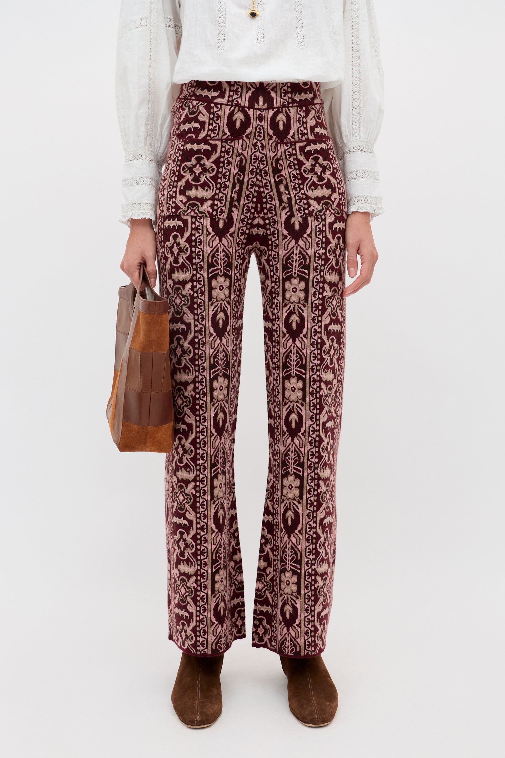 Rixo Ceara Trousers - Tapestry Bloom Bordeaux