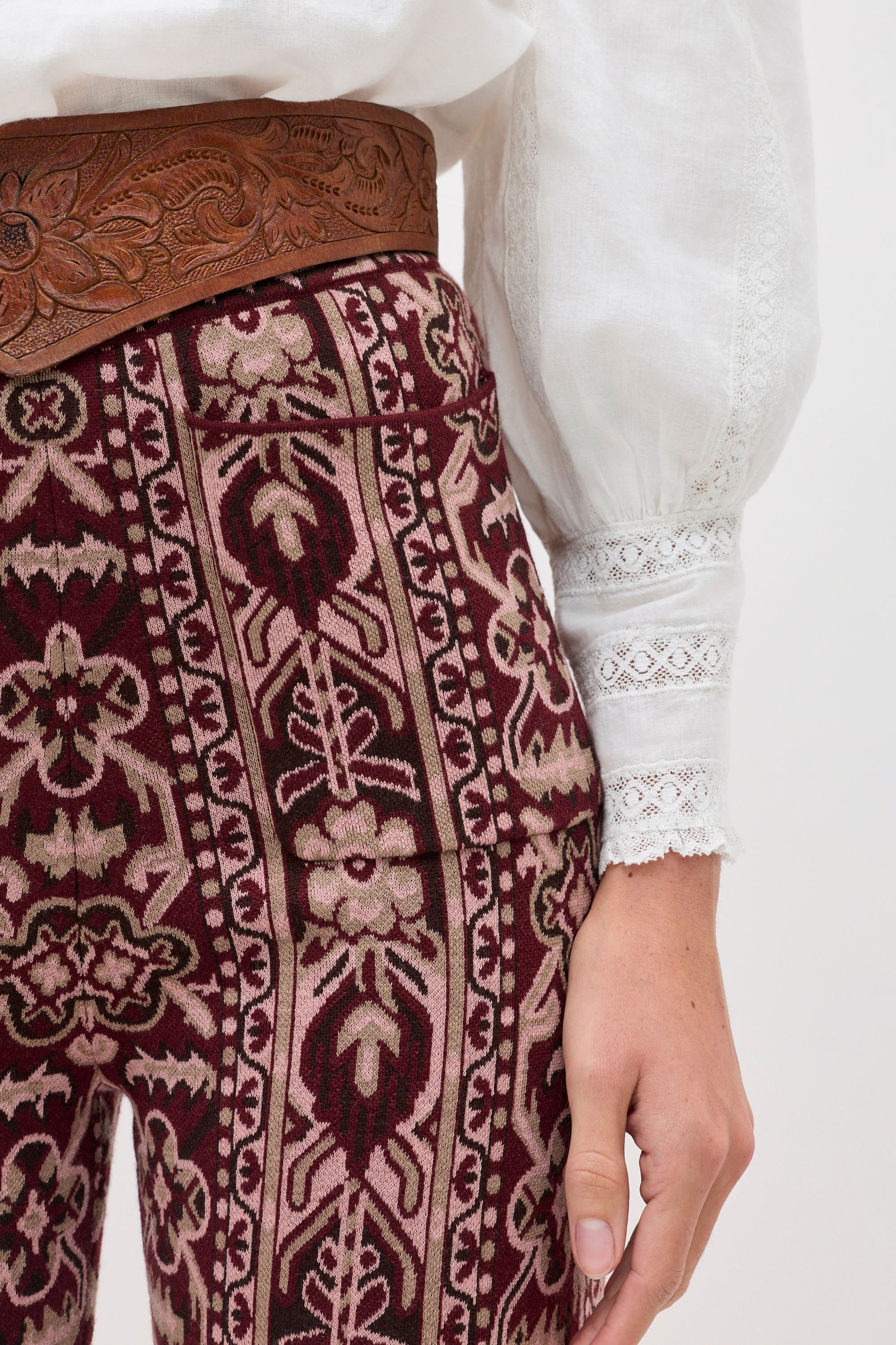 Rixo Ceara Trousers - Tapestry Bloom Bordeaux