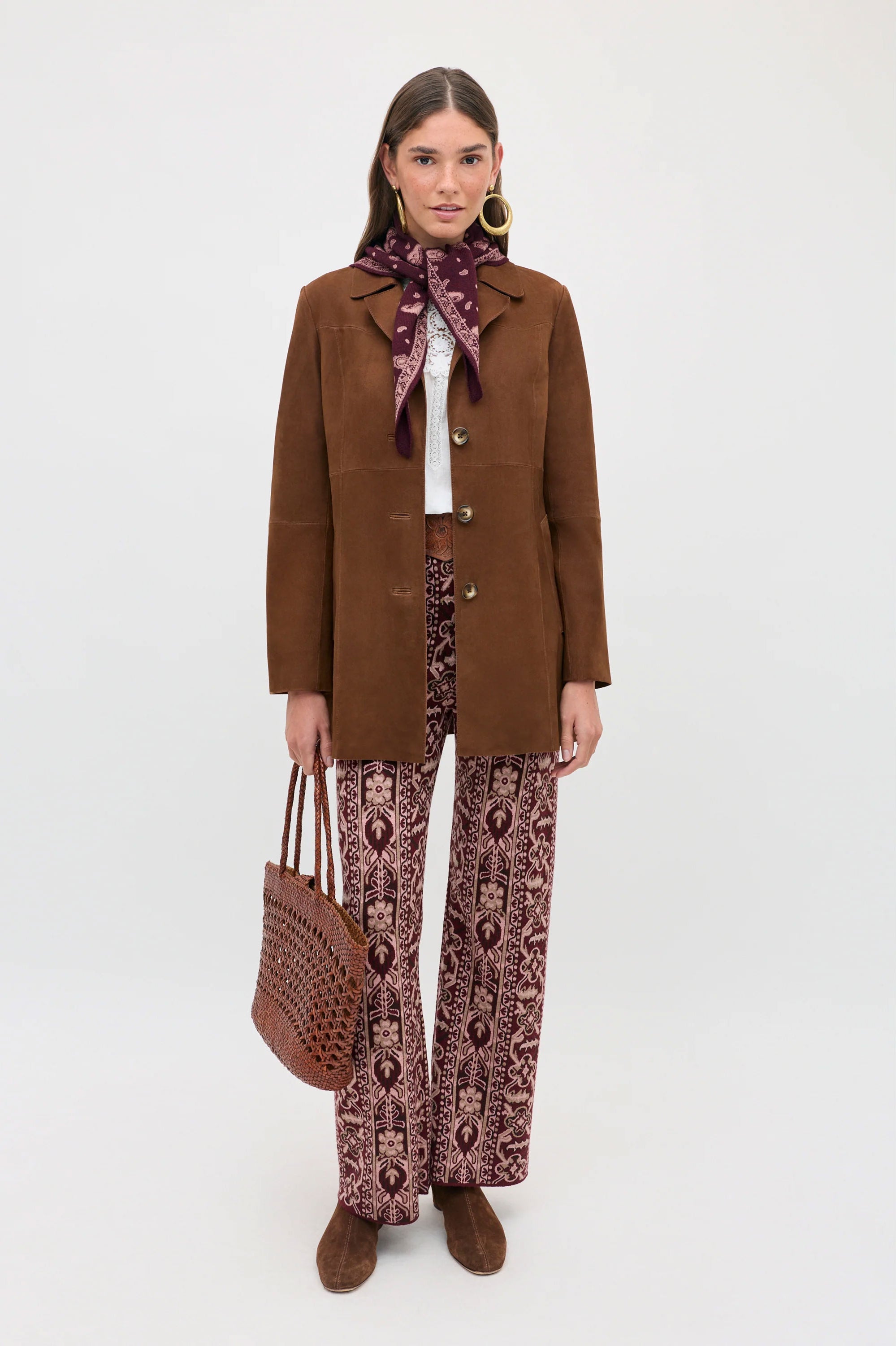 Rixo Ceara Trousers - Tapestry Bloom Bordeaux