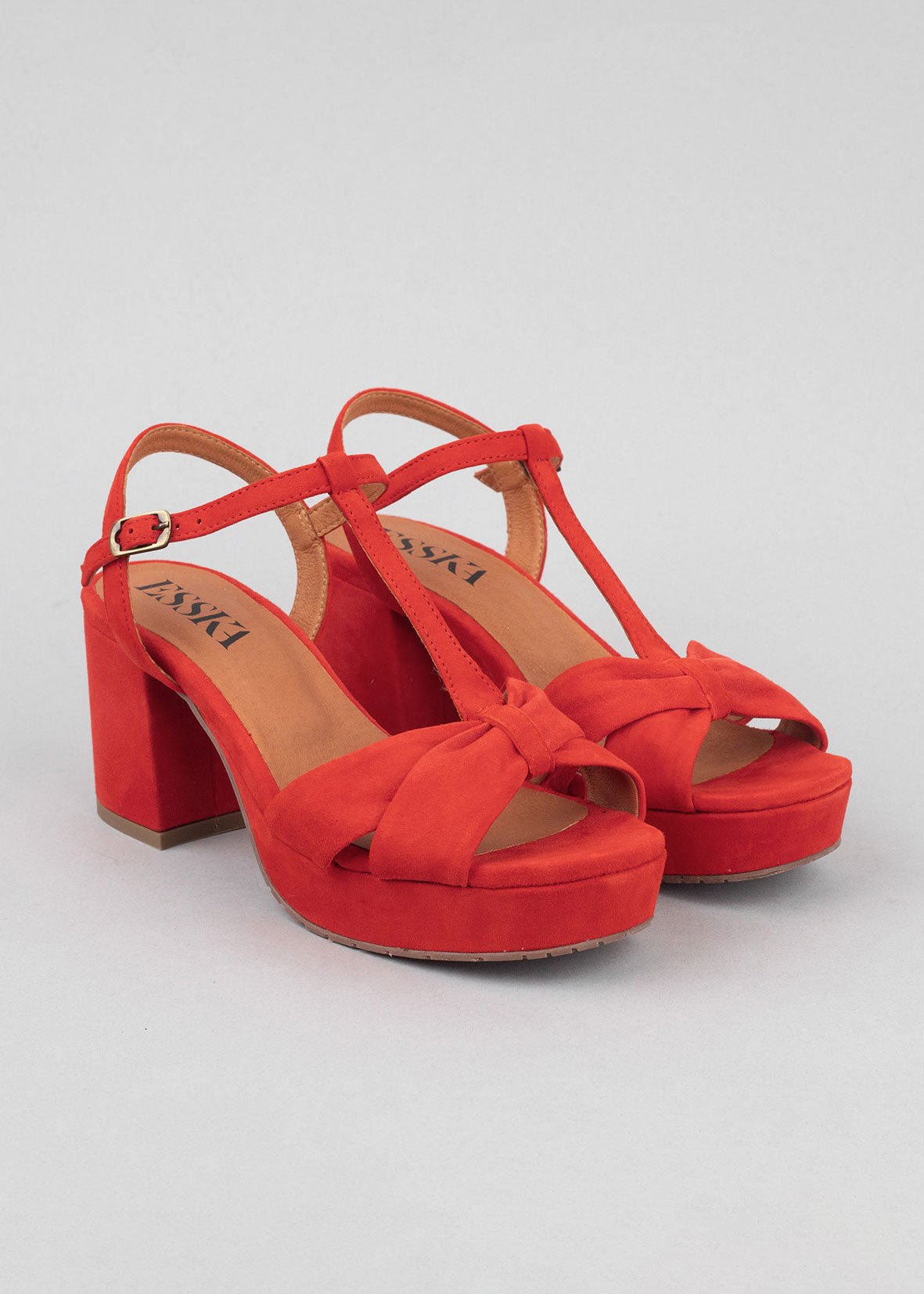 Esska Celia Red Suede Heeled Sandals