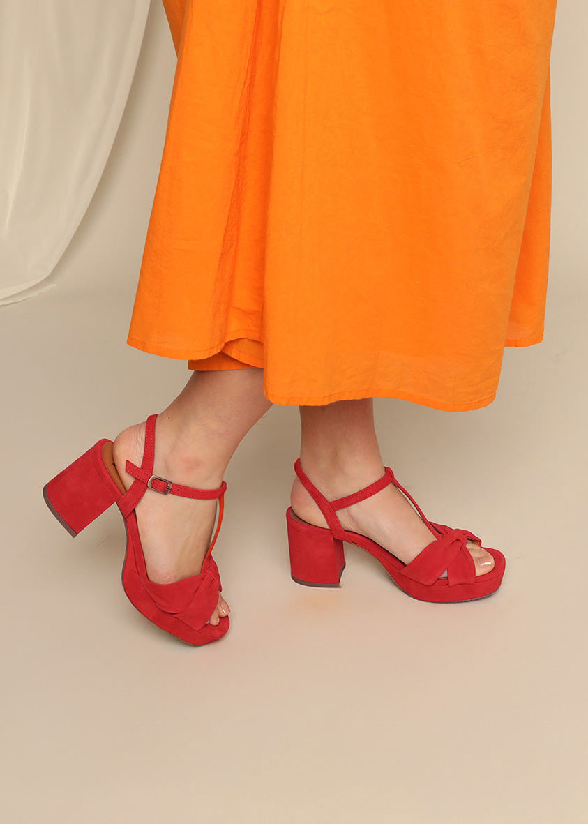 Esska Celia Red Suede Heeled Sandals
