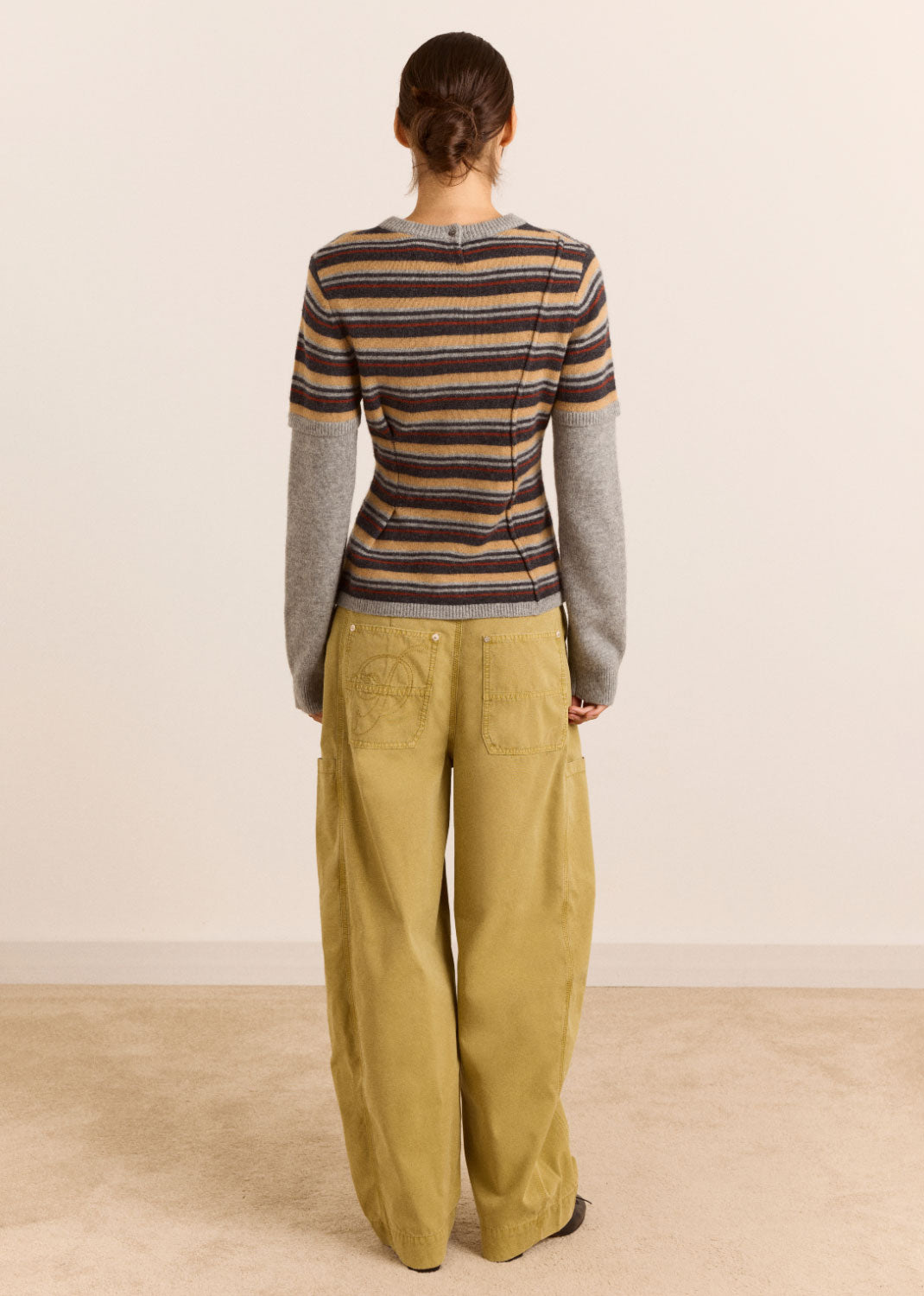Damson Madder Clara Double Sleeve Merino Wool Jumper - Stripe
