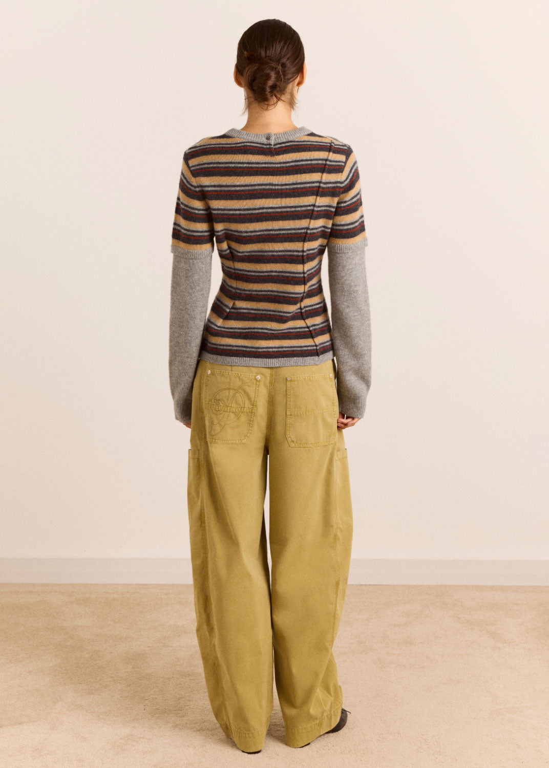 Damson Madder Clara Double Sleeve Merino Wool Jumper - Stripe