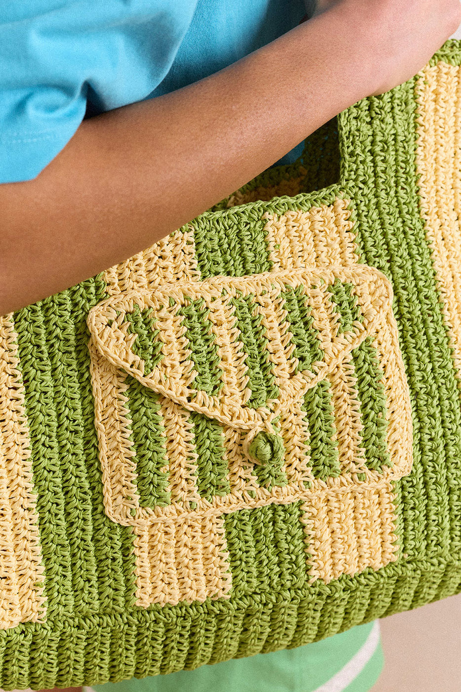 Damson Madder Orla Oversized Raffia Beach Bag - Apple Stripe