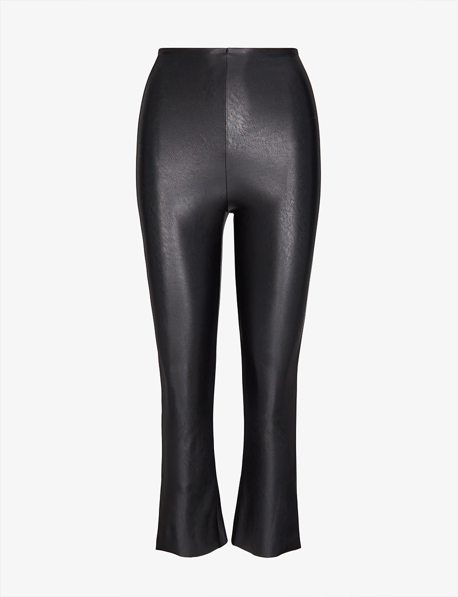 Commando - Faux Leather Cropped Flared Leggings - Black