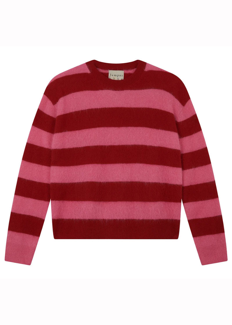 Jumper 1234 Brushed Stripe Crew - Ruby/Gossip Girl