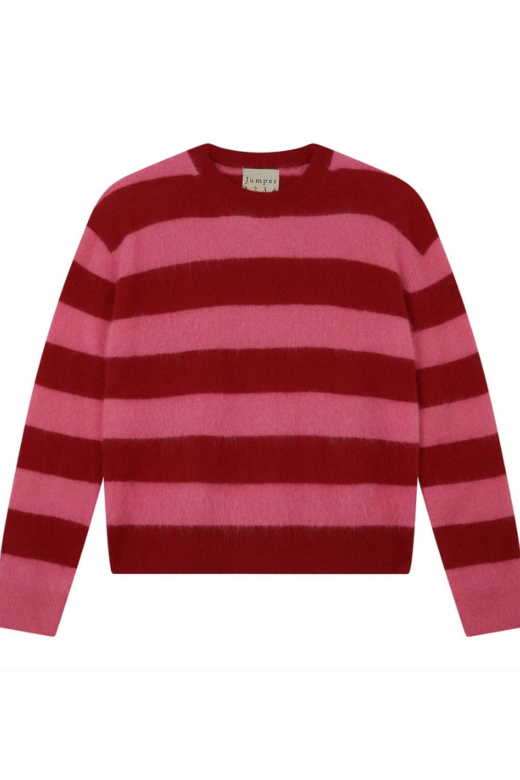 Jumper 1234 Brushed Stripe Crew - Ruby/Gossip Girl