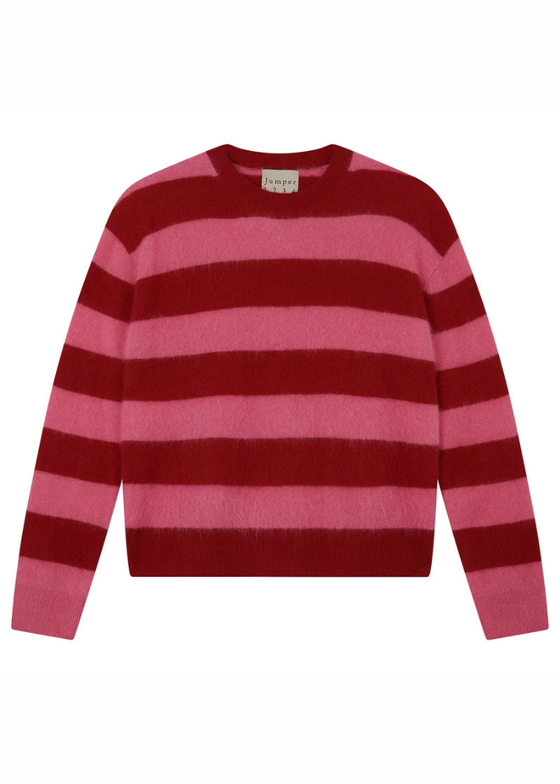 Jumper 1234 Brushed Stripe Crew - Ruby/Gossip Girl