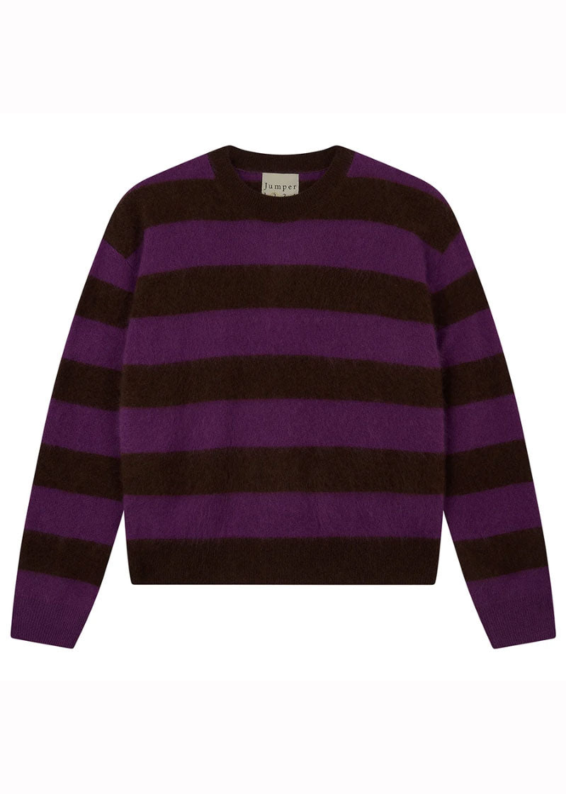 Jumper 1234 Brushed Stripe Crew - Hickory/Misty Purple