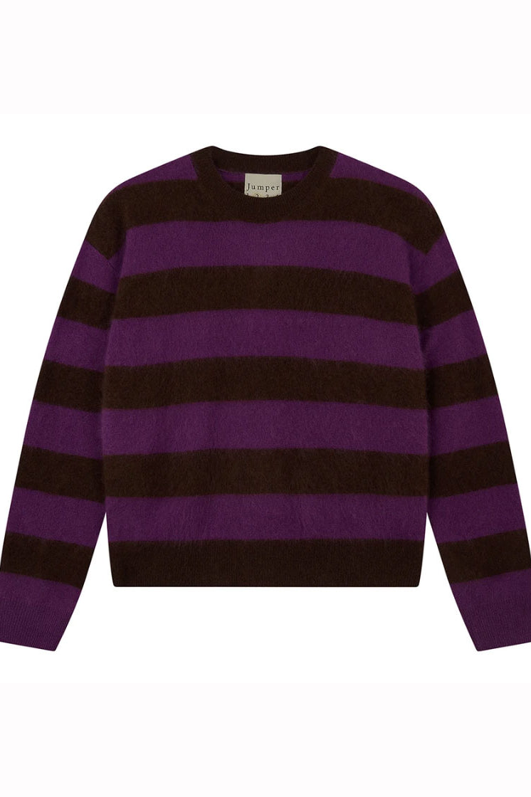 Jumper 1234 Brushed Stripe Crew - Hickory/Misty Purple
