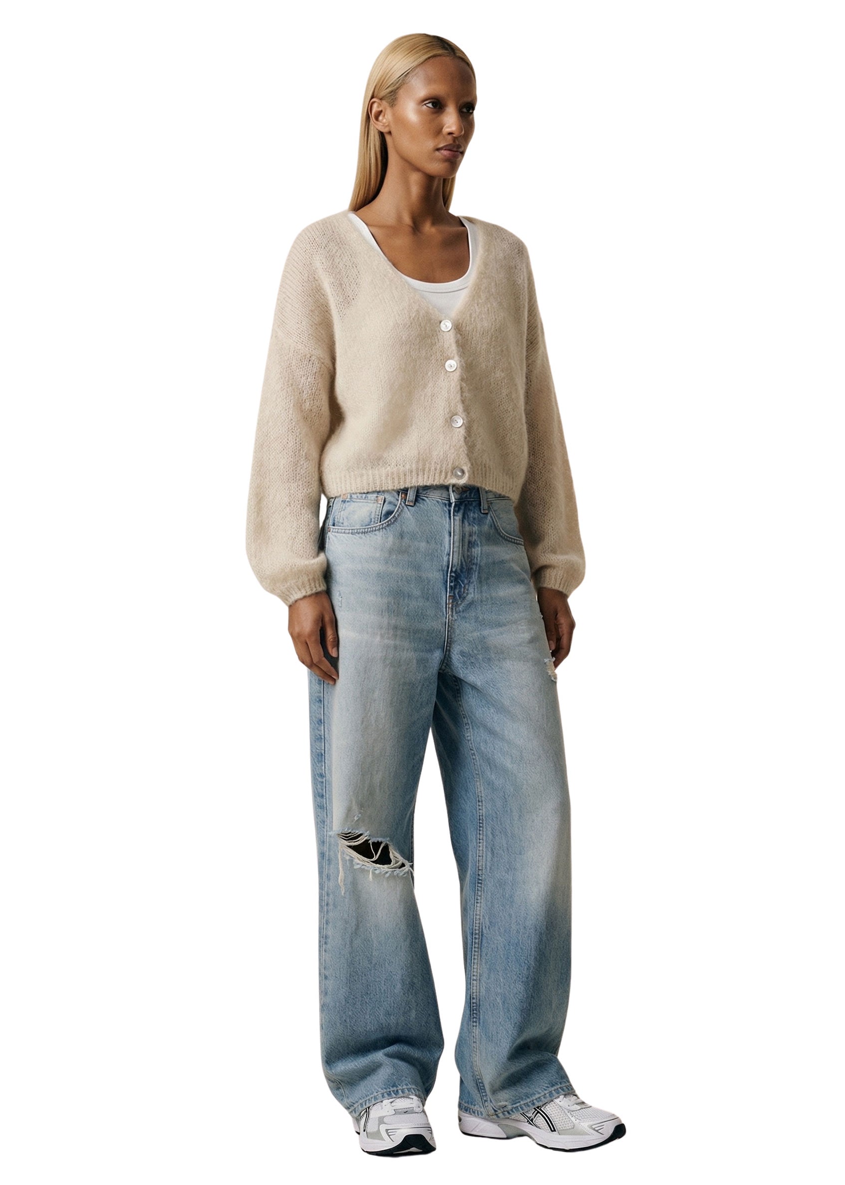 American Dreams Cornelia Cropped Cardigan - Beige