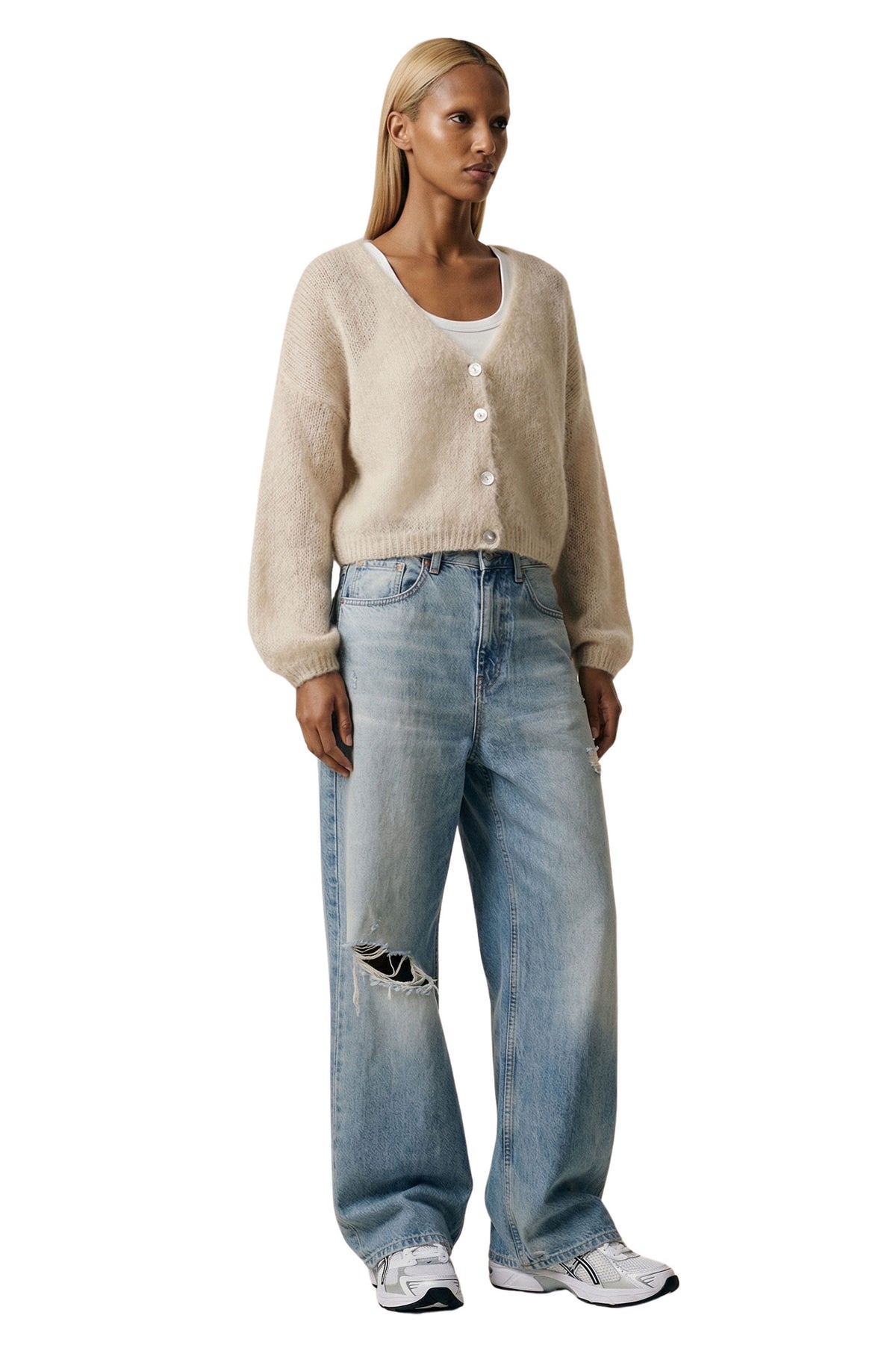 American Dreams Cornelia Cropped Cardigan - Beige