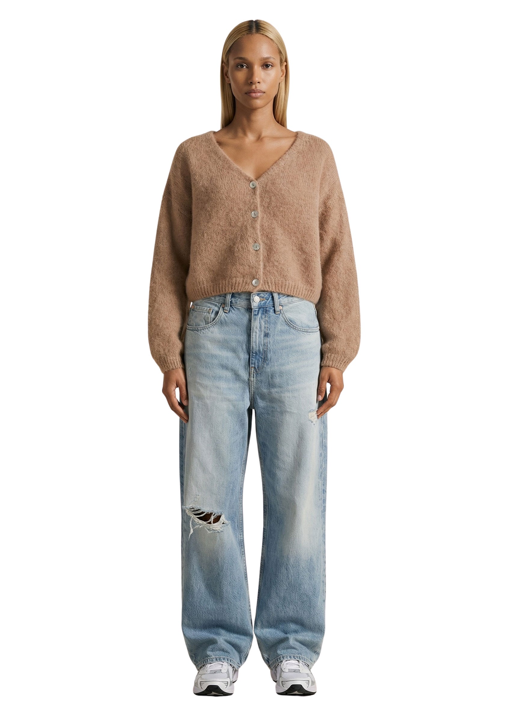 American Dreams Cornelia Cropped Cardigan - Medium Brown