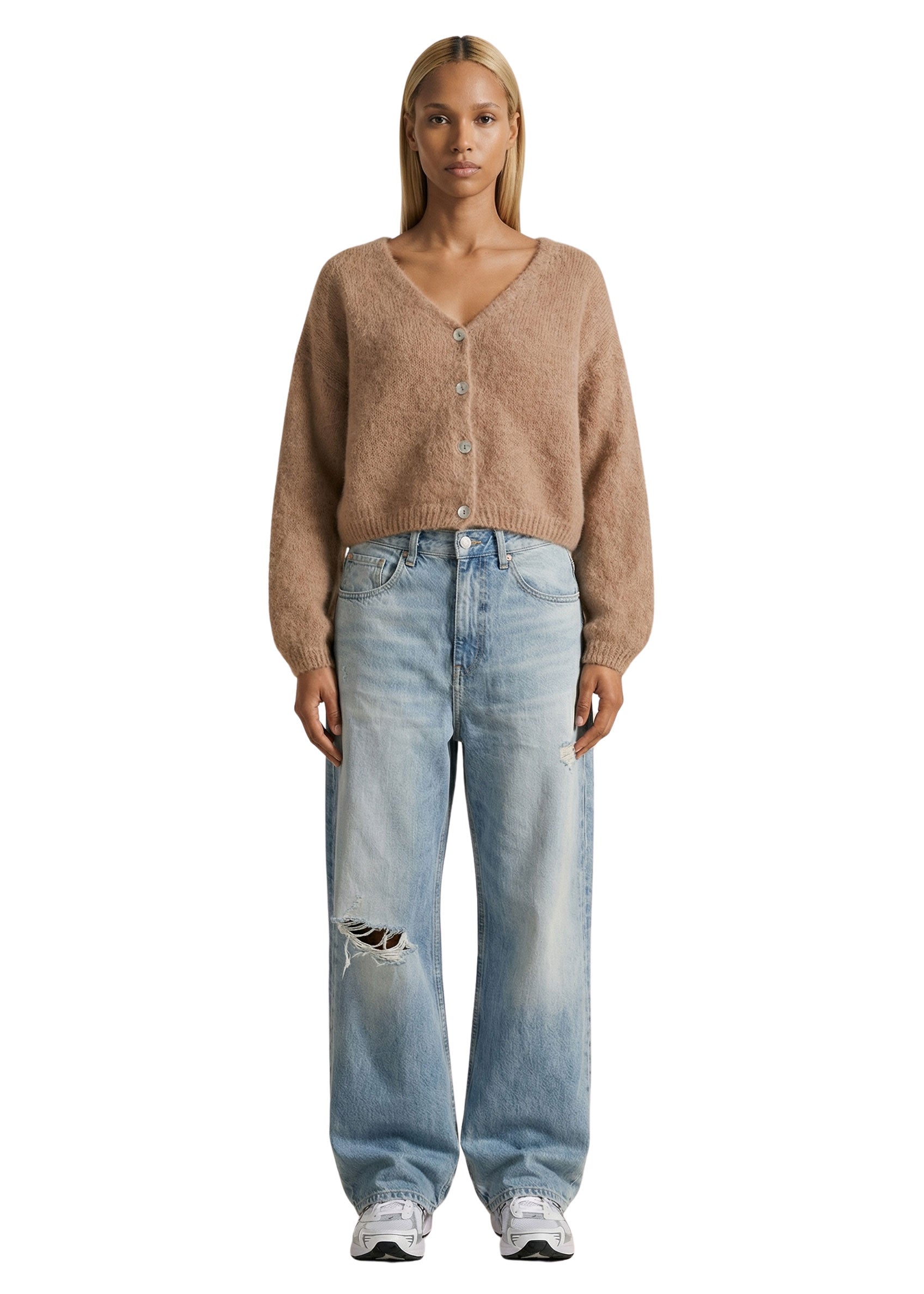 American Dreams Cornelia Cropped Cardigan - Medium Brown